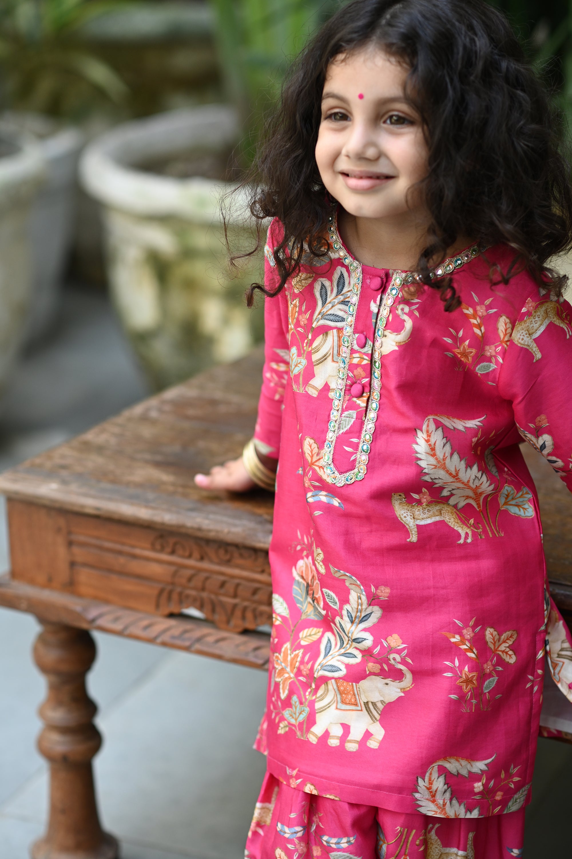 Seher Kurta Salwar  Set-Pink Haathi Chintz