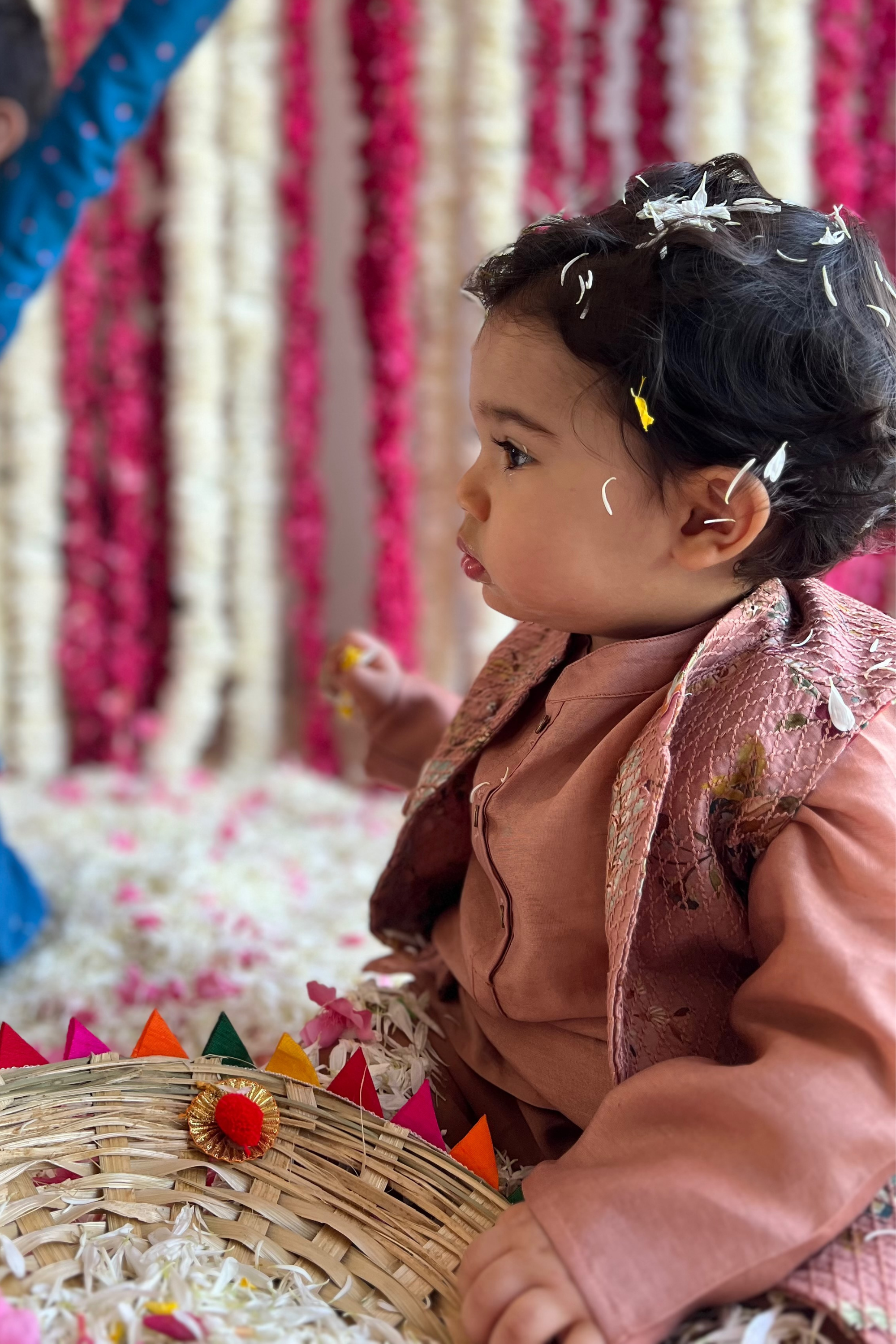 Azai Bandhi Set - Blush Pink Lotus Cascade