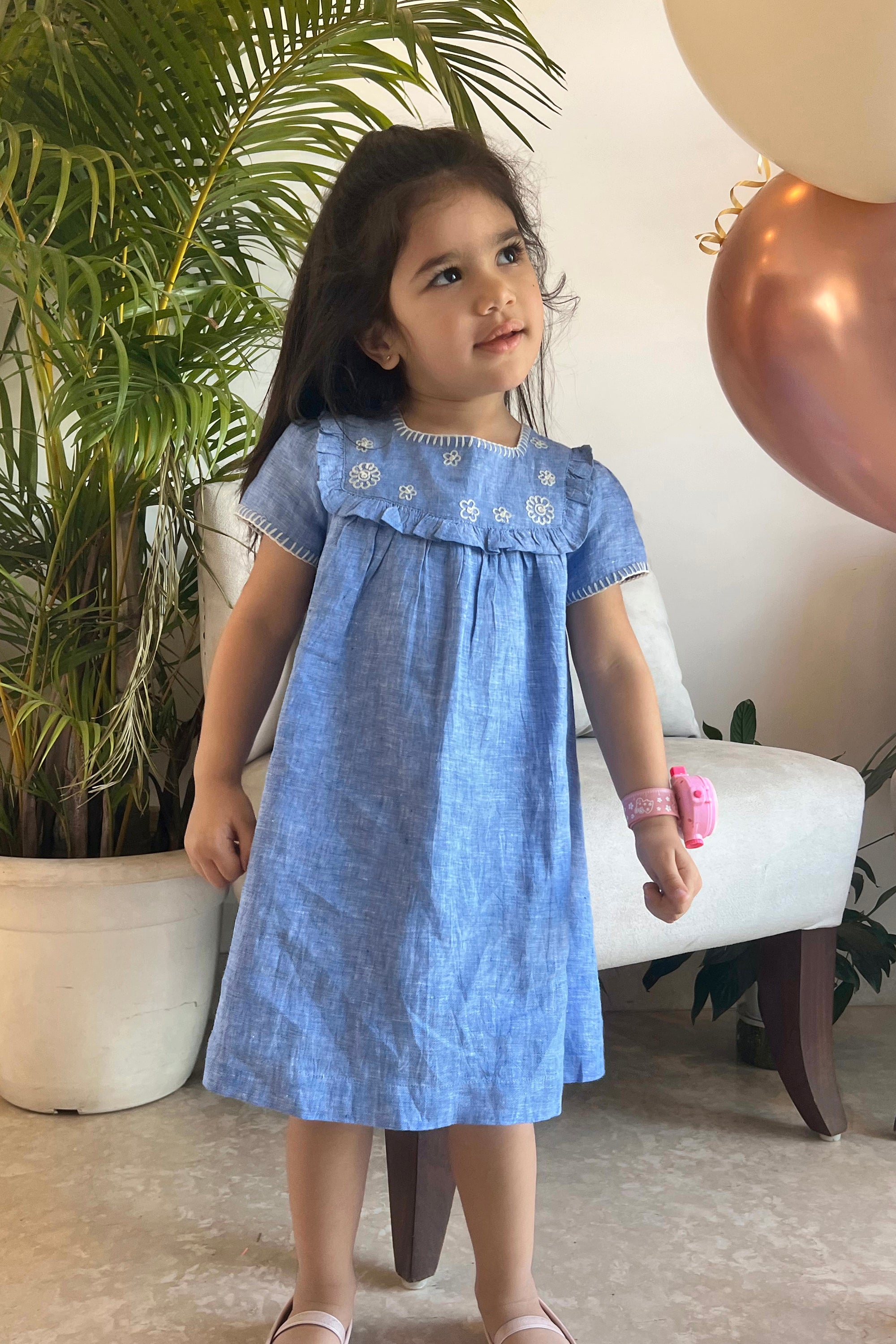 Lyla Dress- Azure Blue Linen