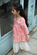 Simar Gharara Set - Pink Palm Serenade