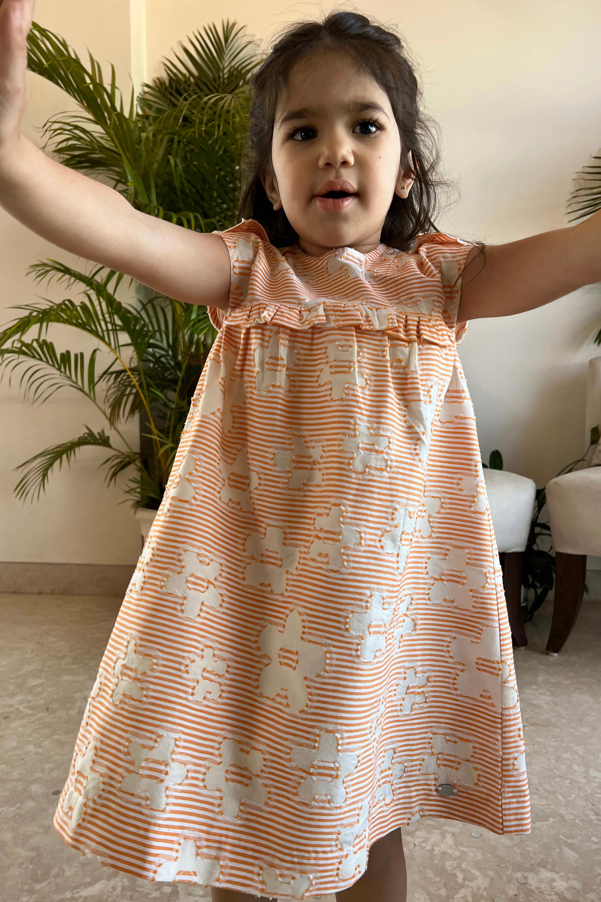 Florence Jacquard Dress - Tangerine