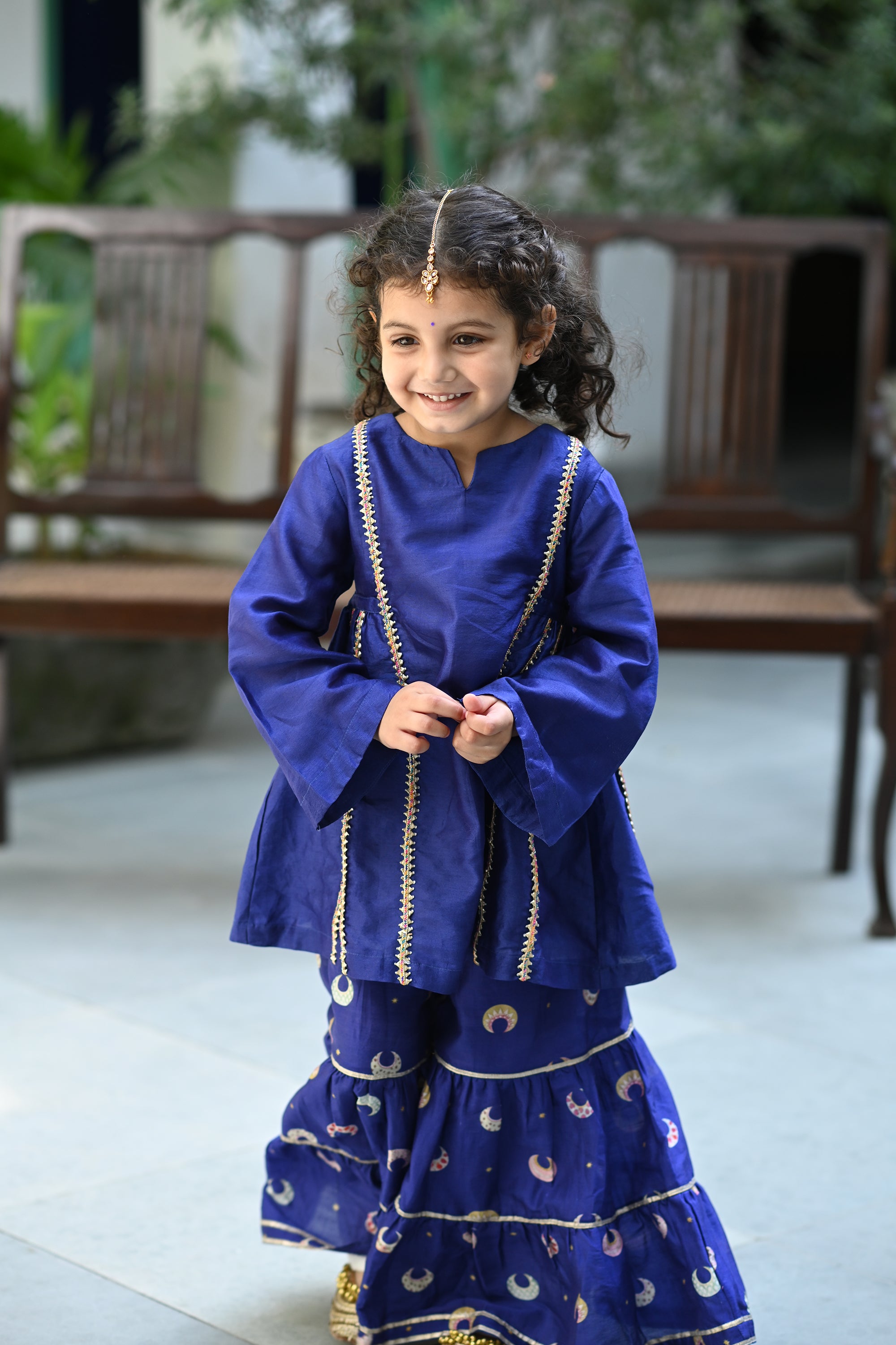 Naintara Gharara set - Royal Blue Chand
