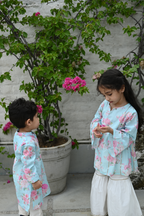 Anant Kurta Set - Vintage Blue Phool Angan
