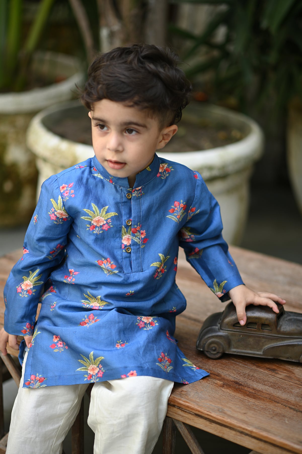 Abhimanyu Kurta And Pyjama Set - Blue Anar Bagh