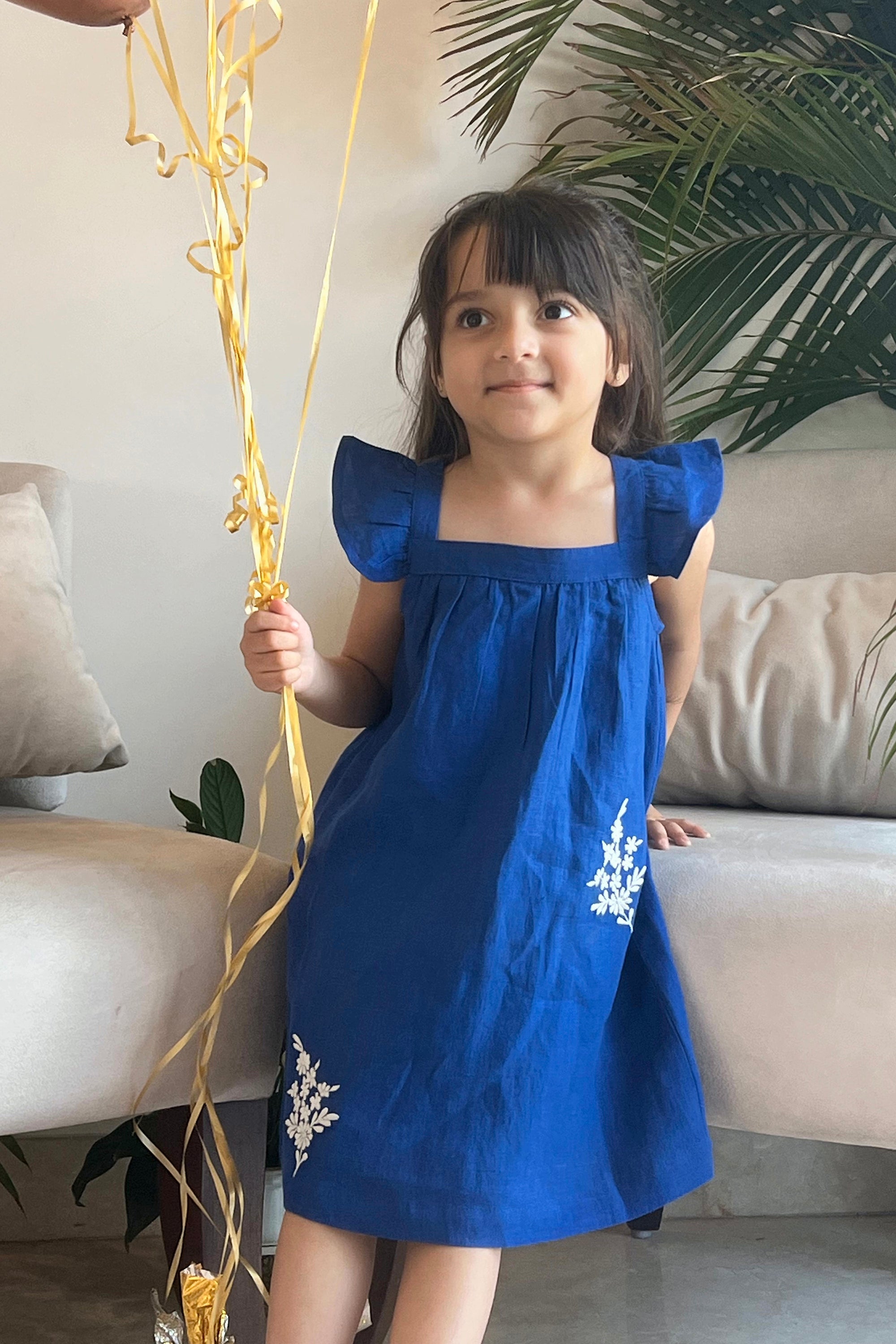 Elina Linen Dress -  Blue