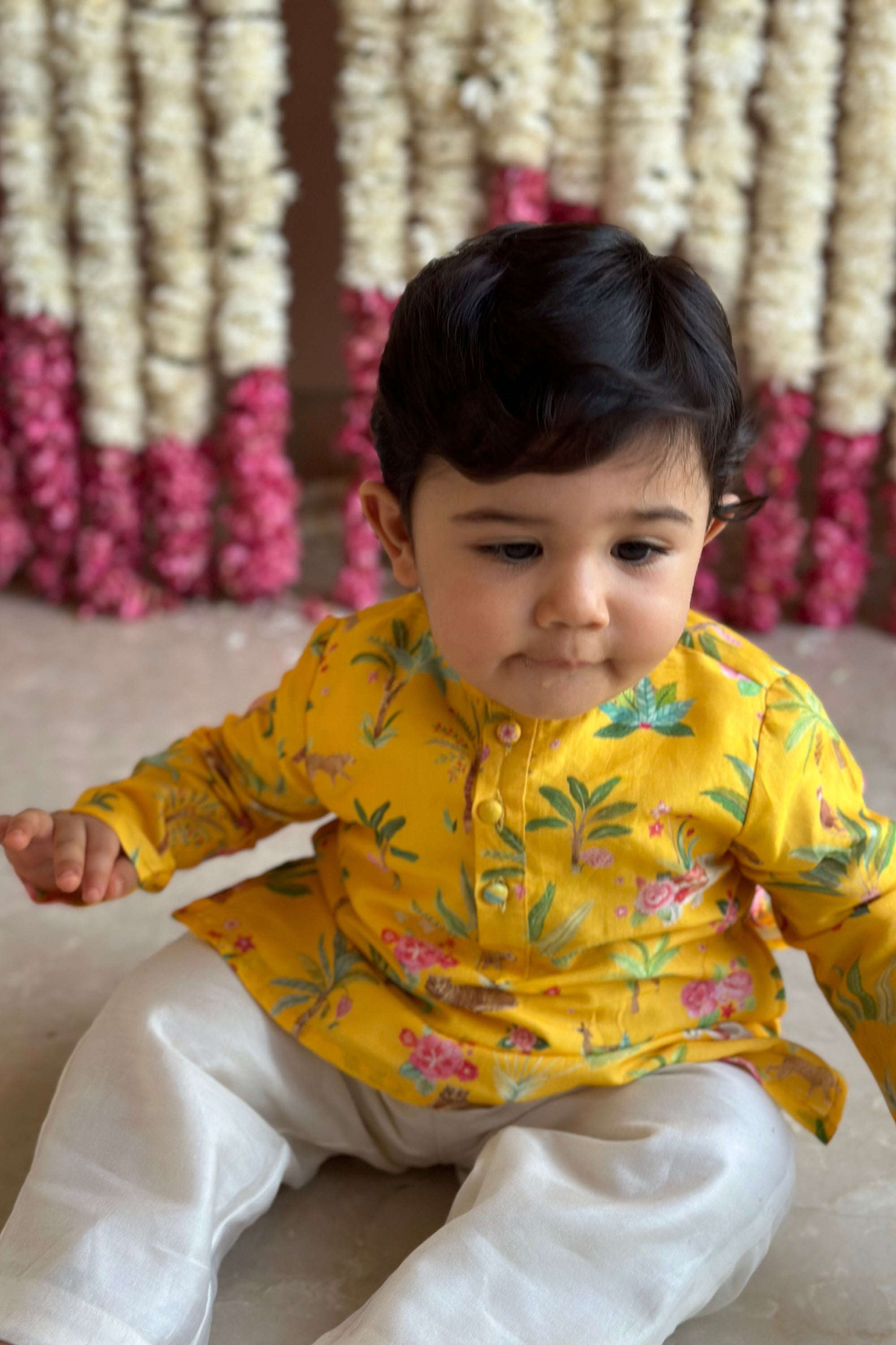 Miraan Kurta and Pyjama Set - Sunrise Yellow Sher Bagh