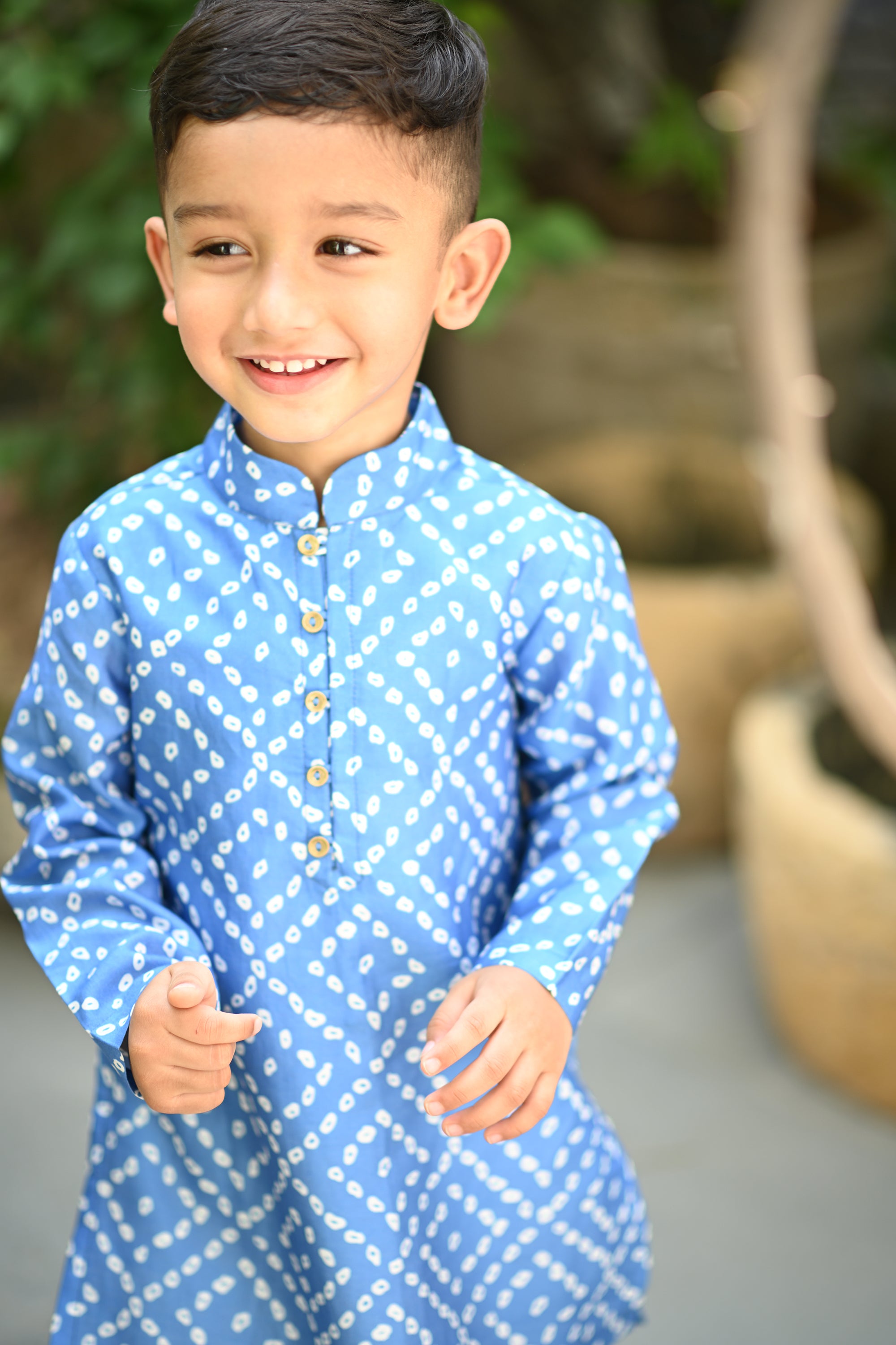 Zameer Kurta And Pyjama Set-Blue Bandhini