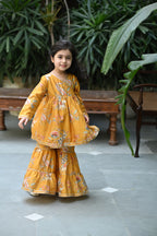 Reet Angrakha Sharara Set - Mustard Jungle Reverie