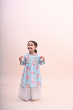 Rhea Gharara Set - Vintage Blue Phool Angan
