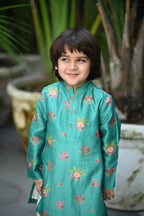 Abhimanyu Kurta And Pyjama Set- Green Anar Bagh