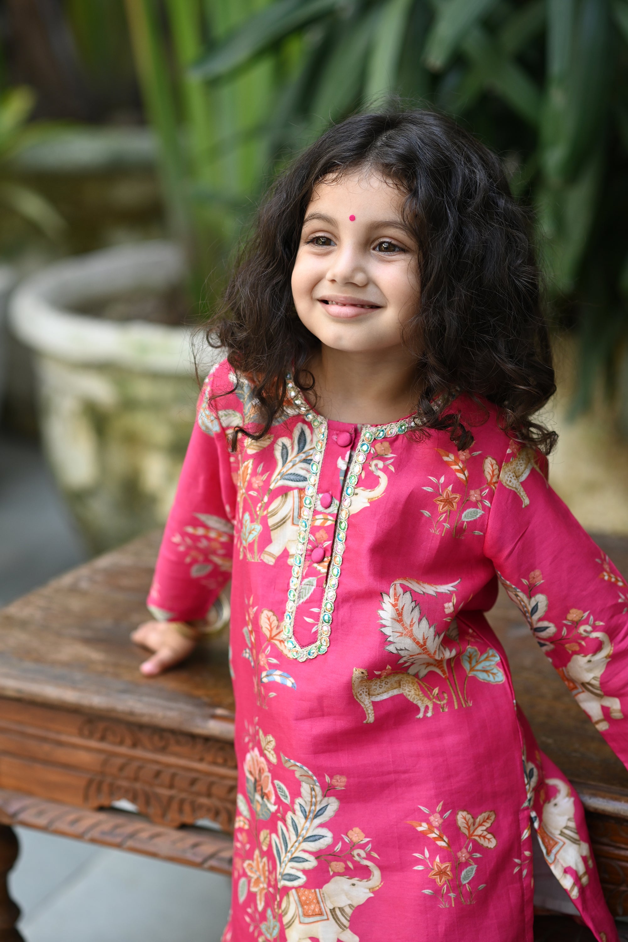 Seher Kurta Salwar  Set-Pink Haathi Chintz