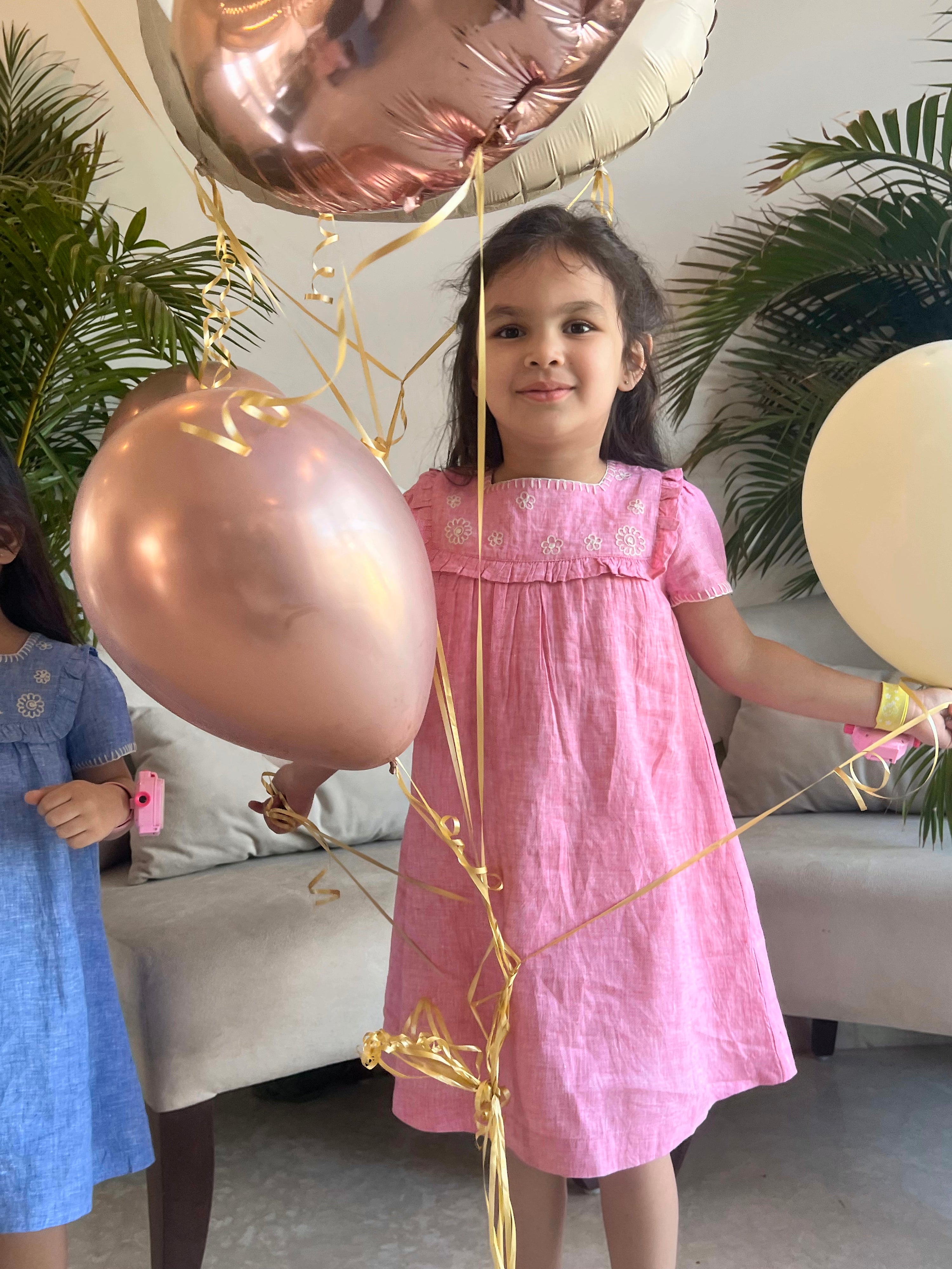 Lyla Dress - Pink Floral Linen