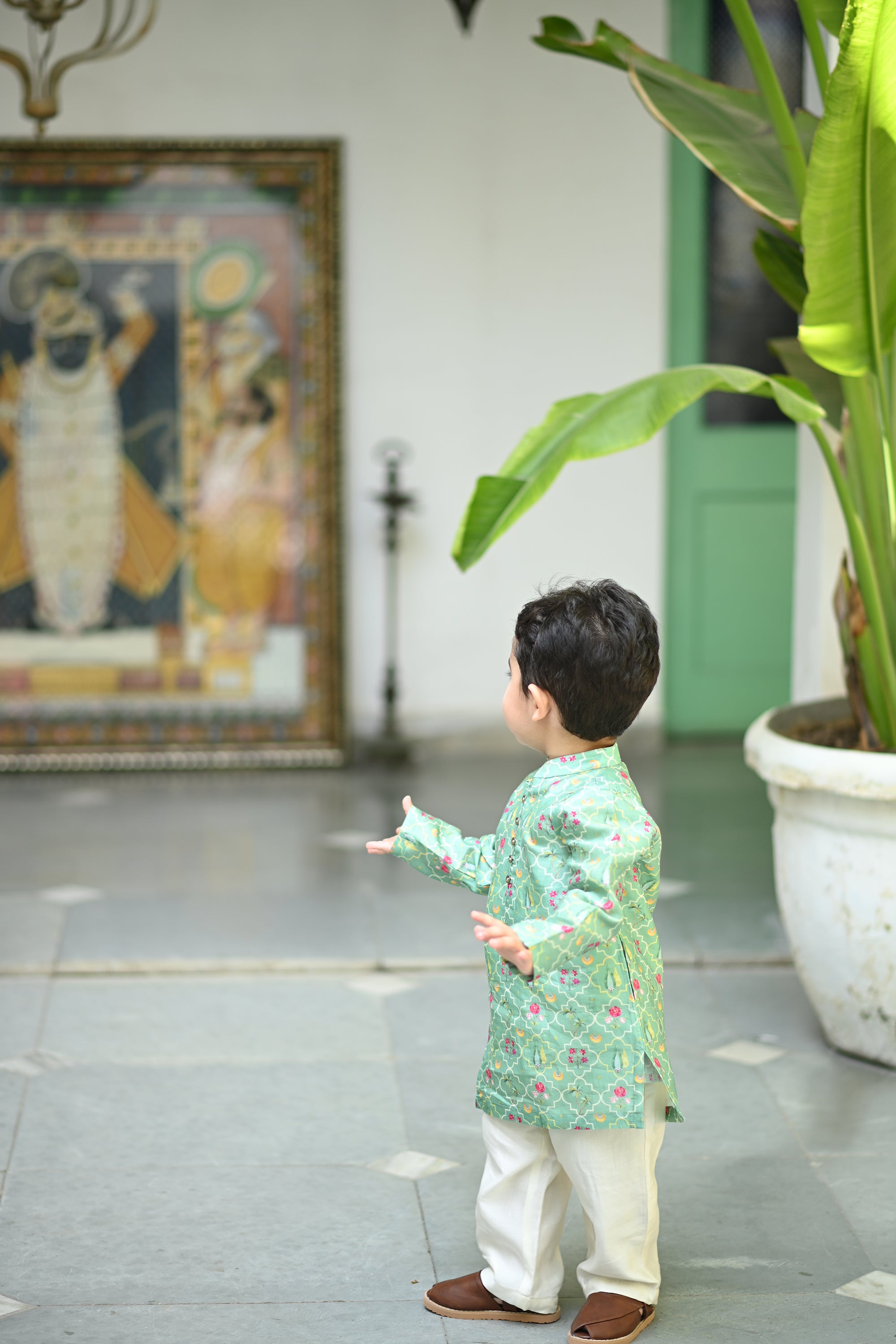 Shamsher Kurta And Pyjama Set - Dark Mint periyaar