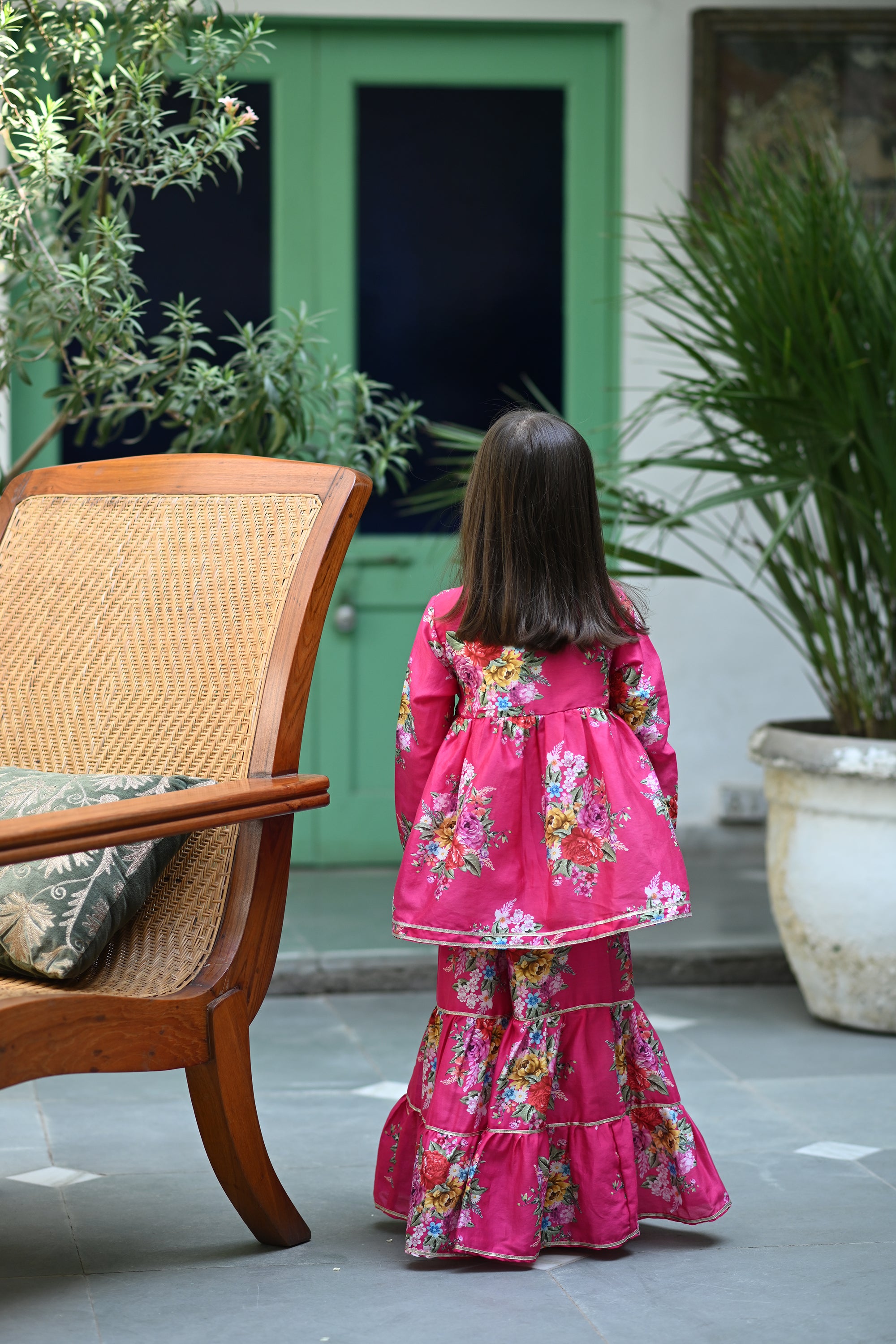 Reet Angrakha Sharara Set - Pink Phool Angan