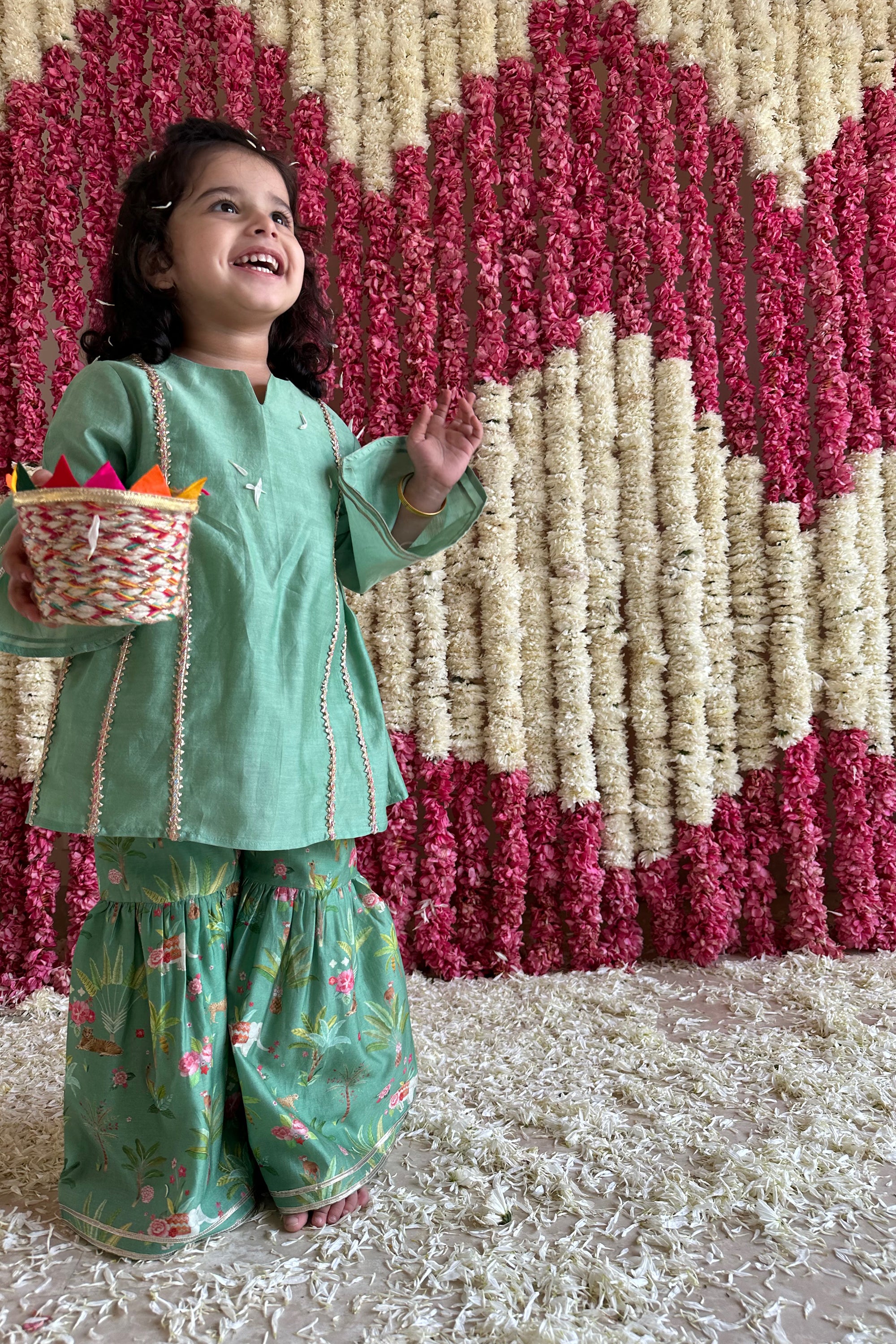 Tara Gharara Set - Pine Green Sher Bagh