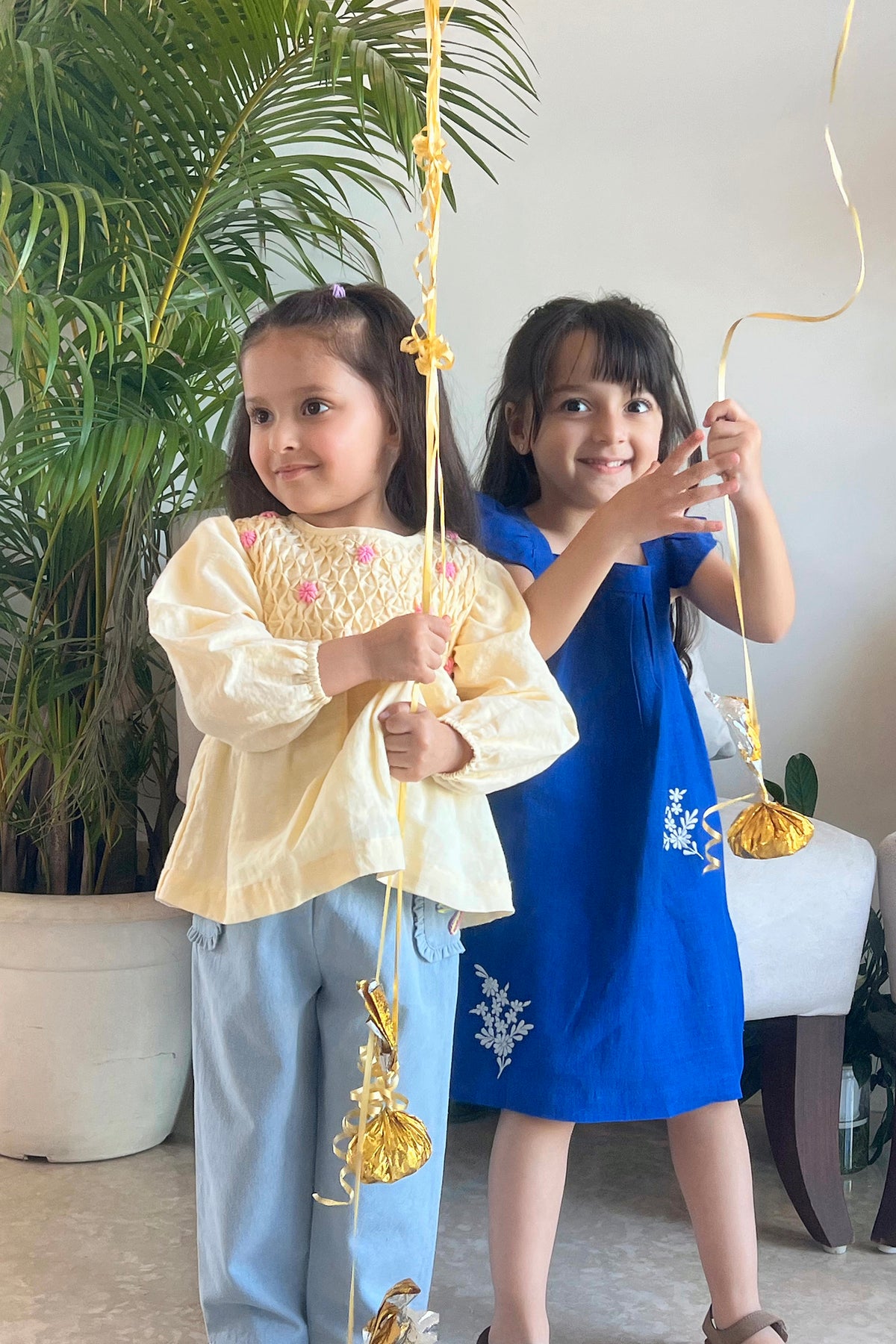 Nora Handsmocked Blouse- Lemon Linen