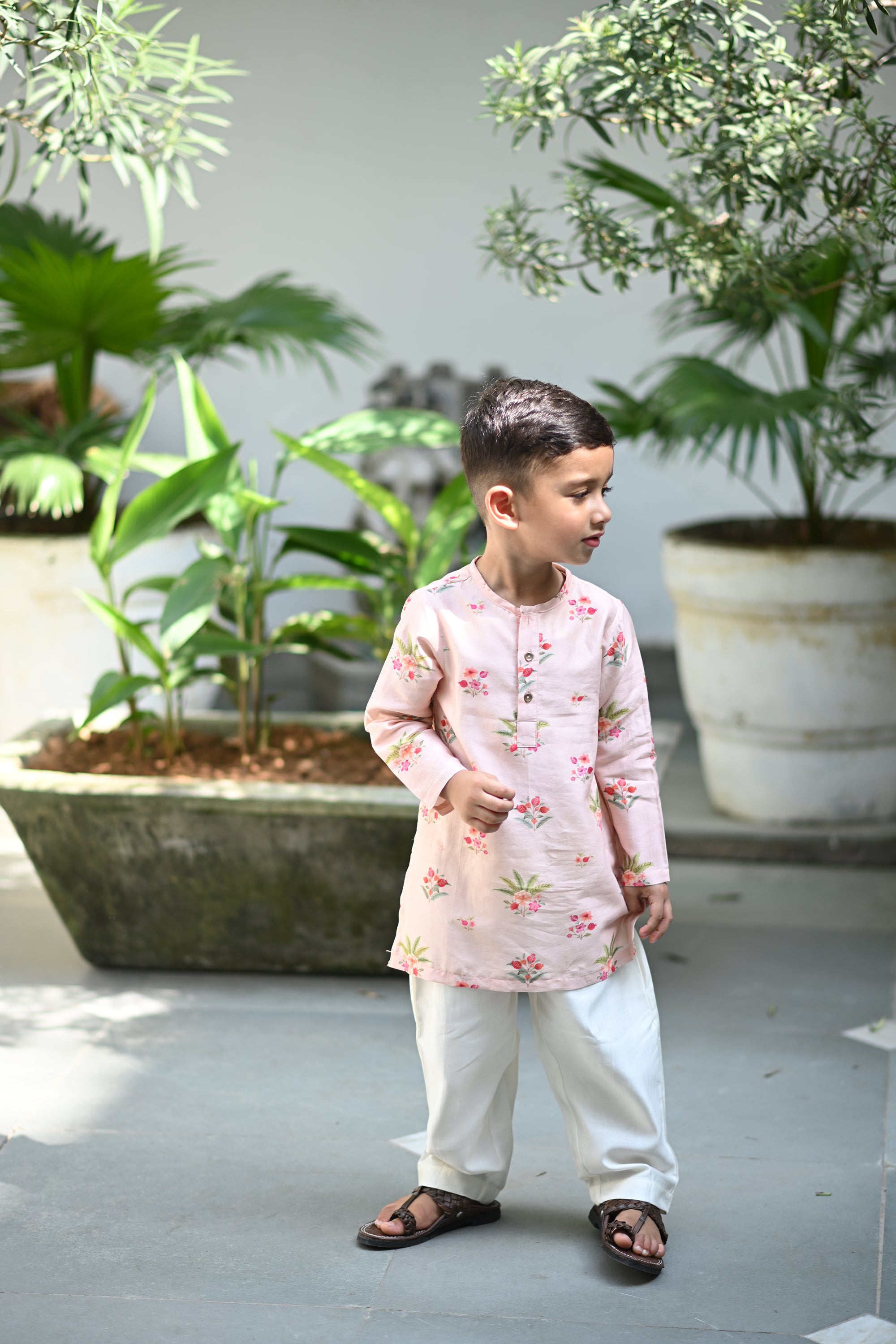 Zorawar Kurta And Pyjama Set-Pink Anaar Bagh