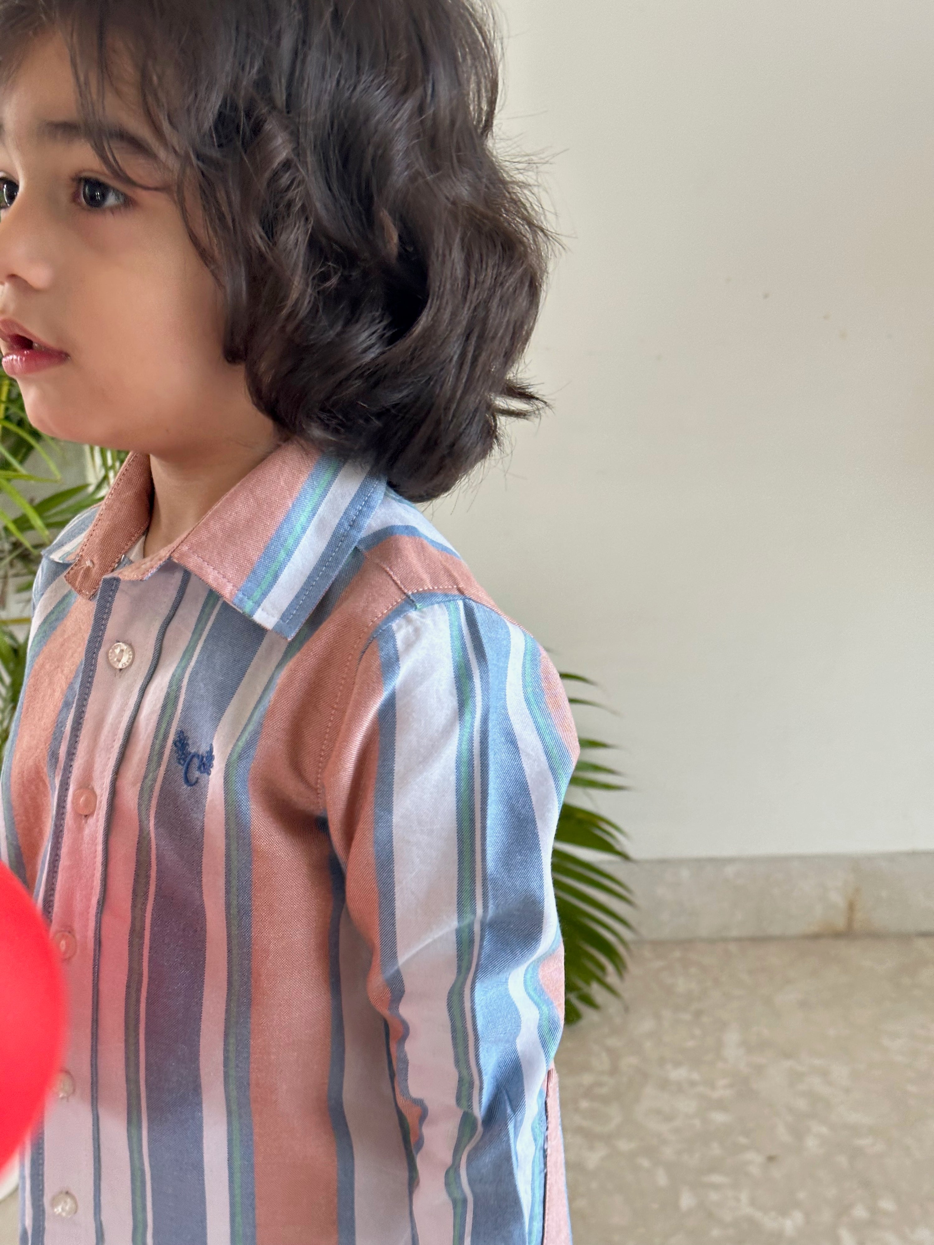 Oscar Shirt - Peach Stripe