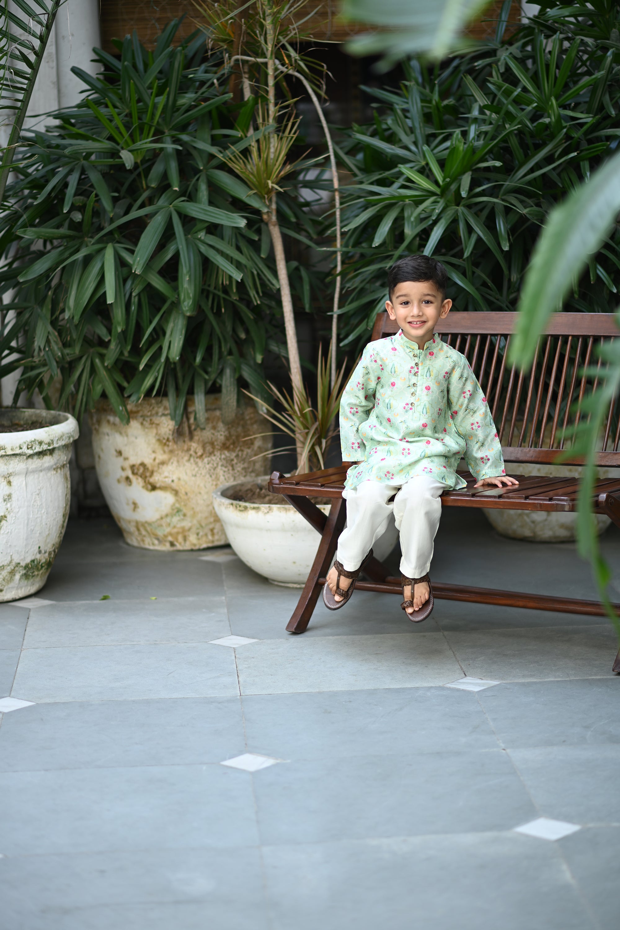 Shamsher Kurta And Pyjama Set- Light Mint Periyaar