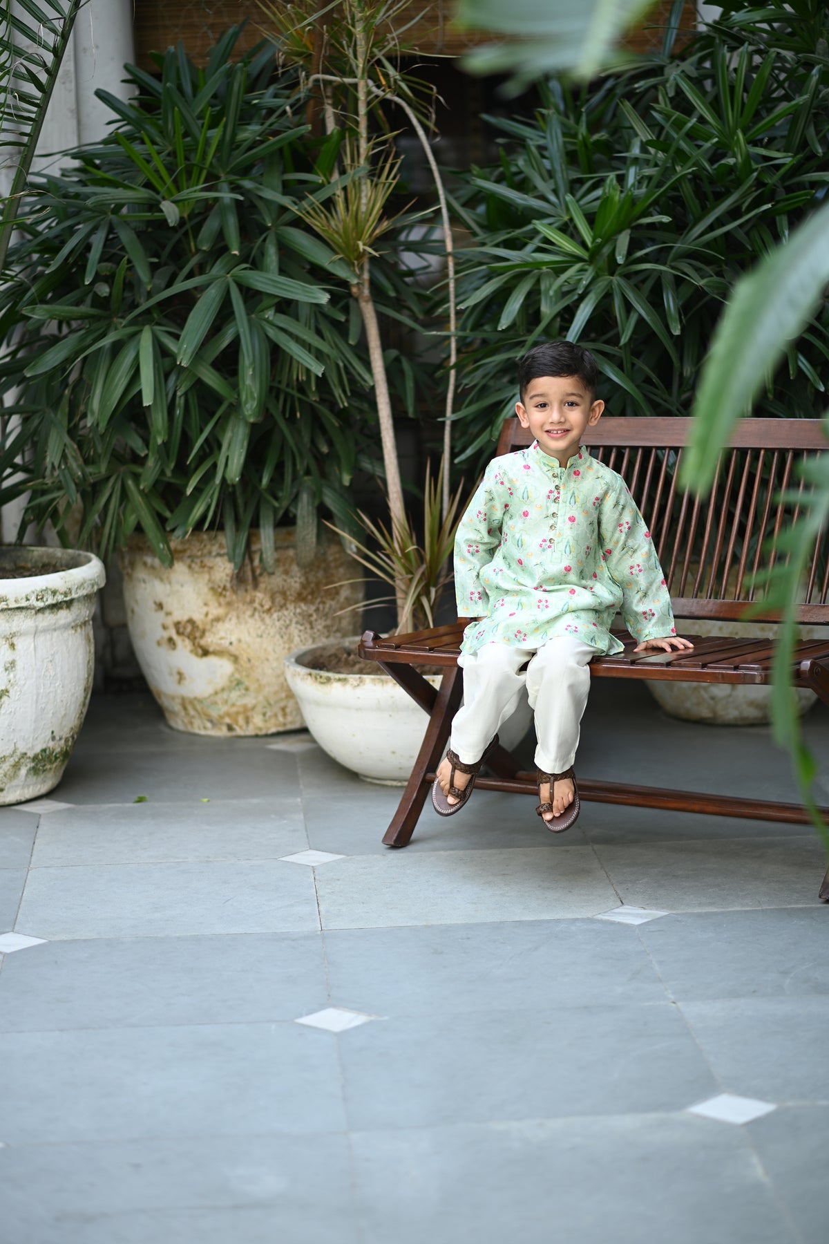 Shamsher Kurta And Pyjama Set- Light Mint Periyaar