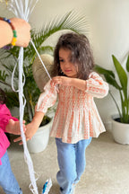 Nora Handsmoked Blouse - Pink Jacquard