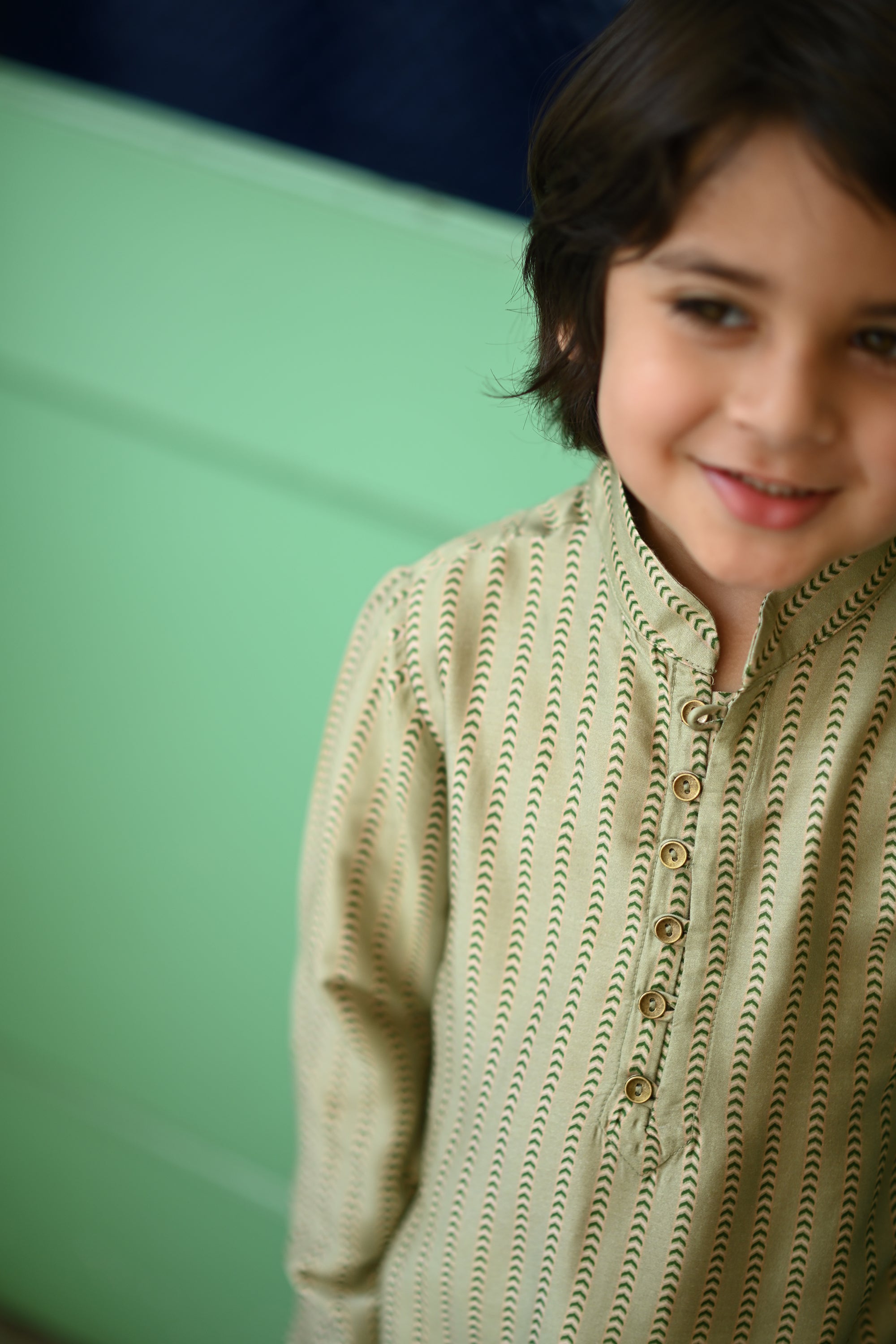 Udayveer Kurta And Pyjama Set - Sage Stripe