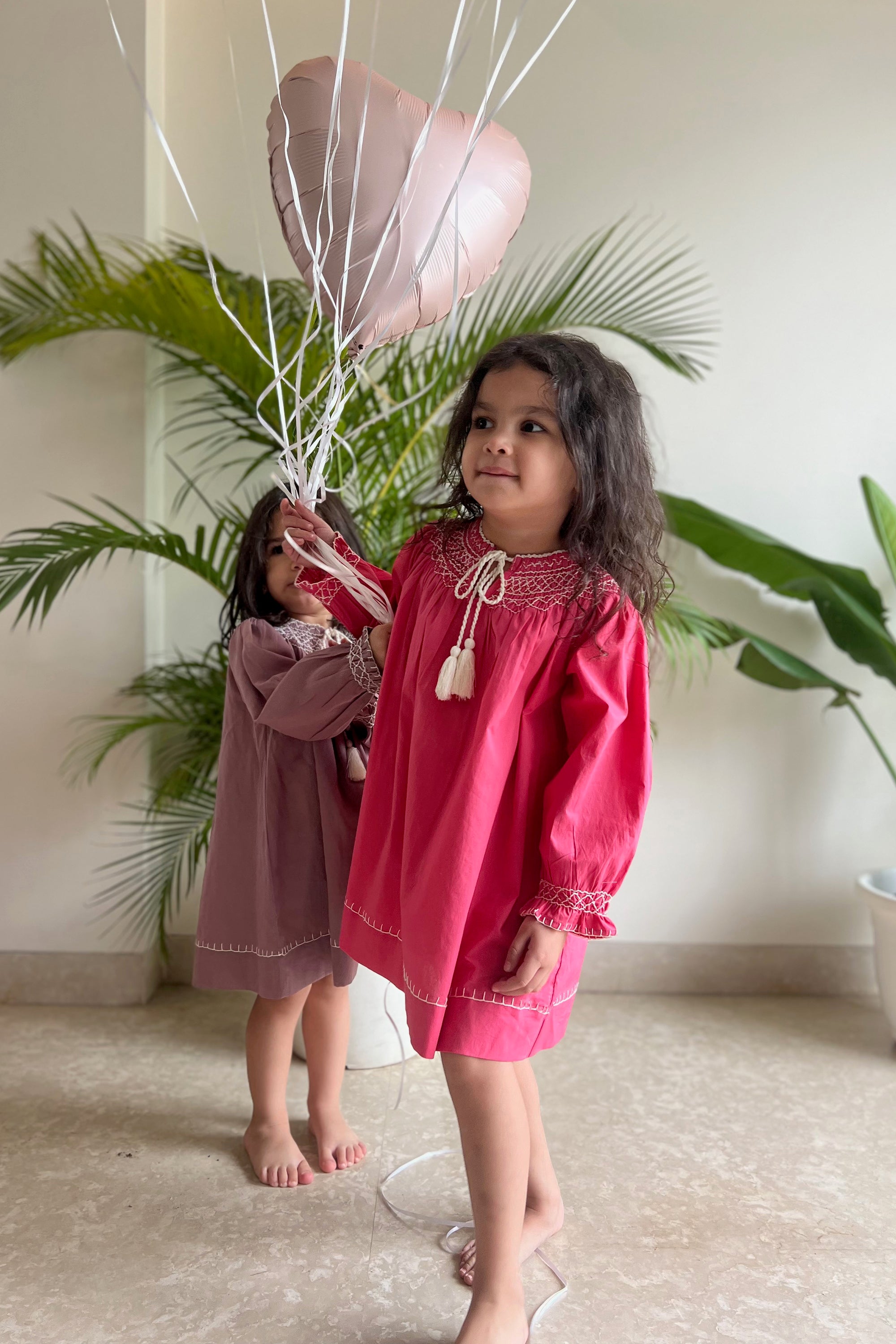 Leia Handsmocked Dress -Fushia Pink