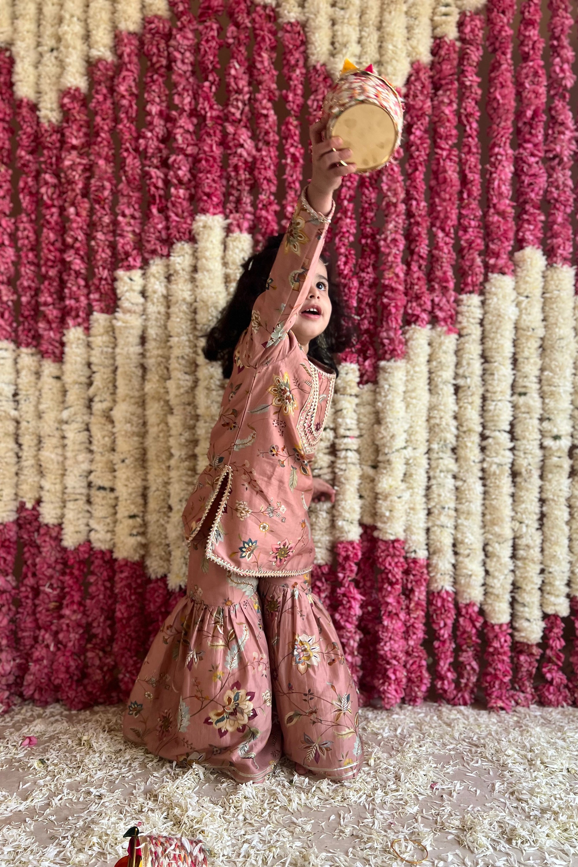 Vera Gharara Set - Blush Pink Sanobar Chintz