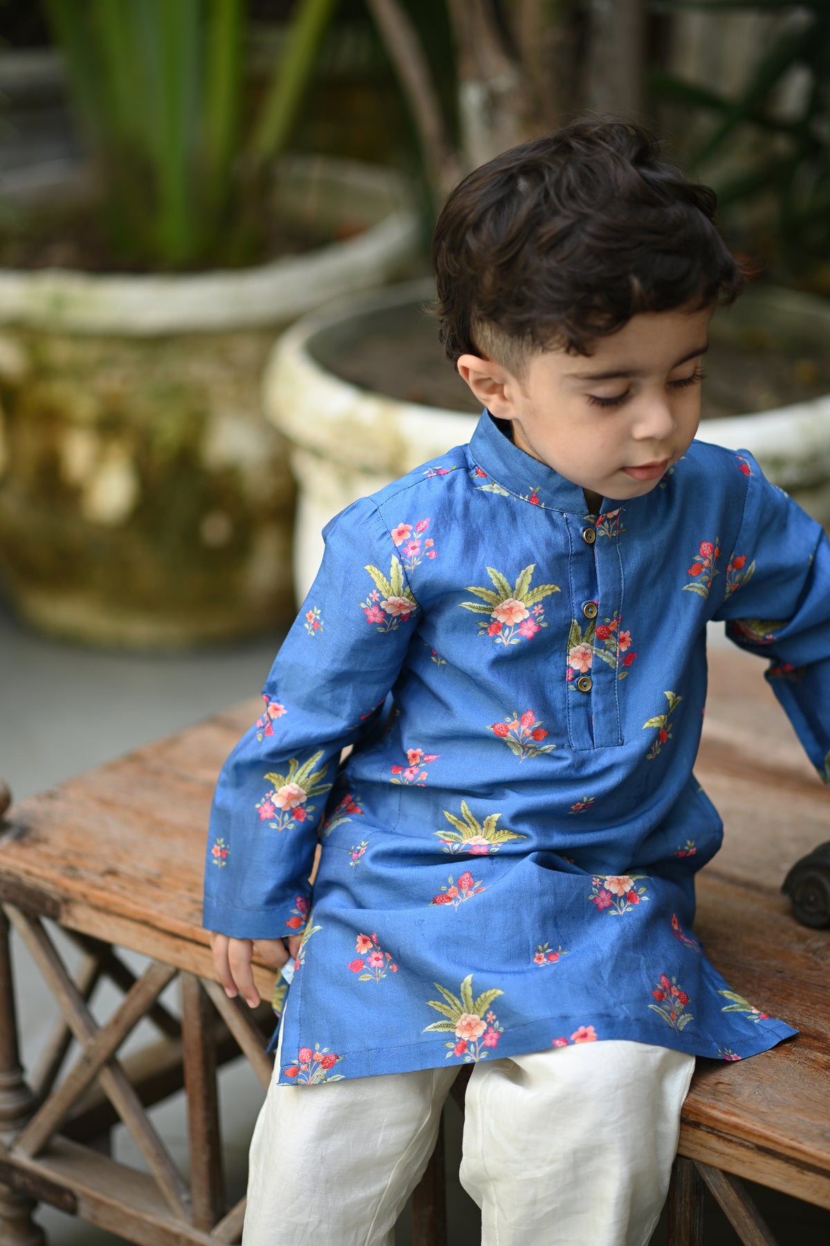Abhimanyu Kurta And Pyjama Set - Blue Anar Bagh