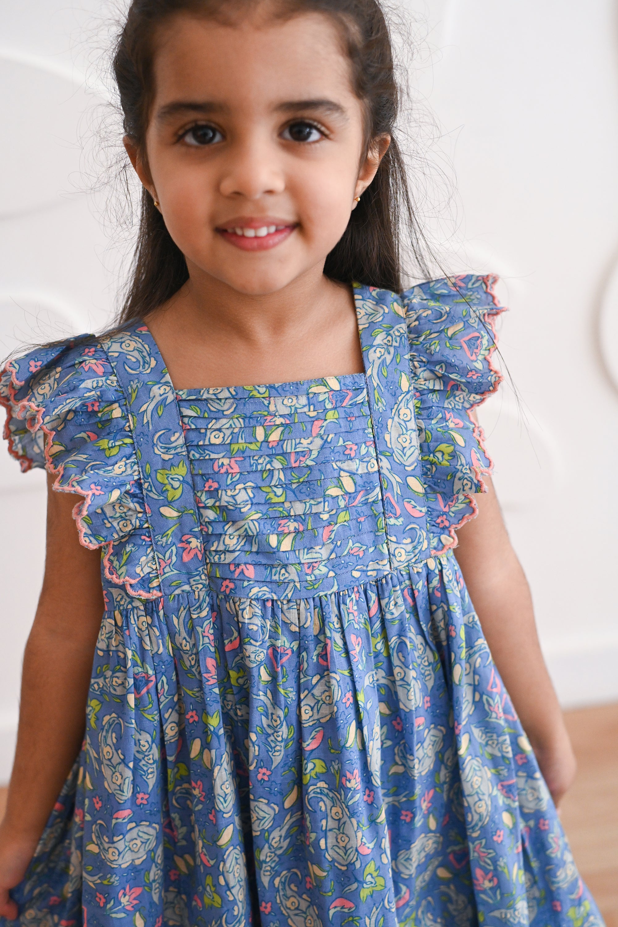 Mila Dress - Mini Blue Paisley