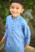 Zameer Kurta And Pyjama Set-Blue Bandhini