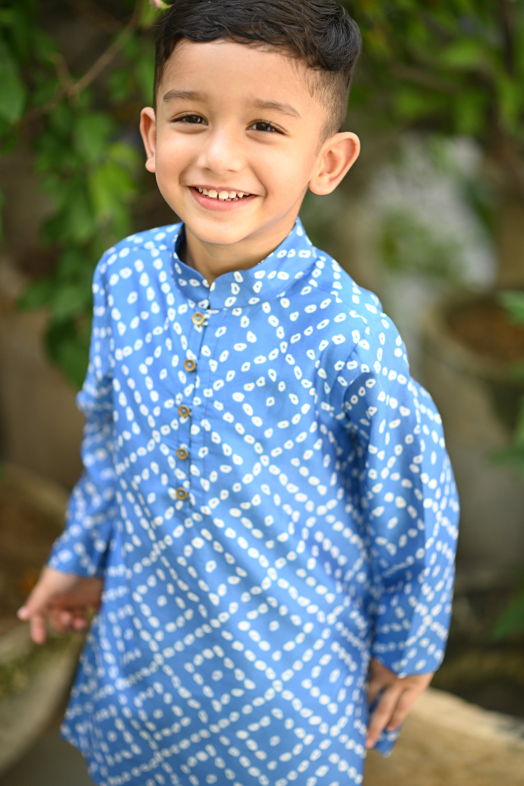 Zameer Kurta And Pyjama Set-Blue Bandhini