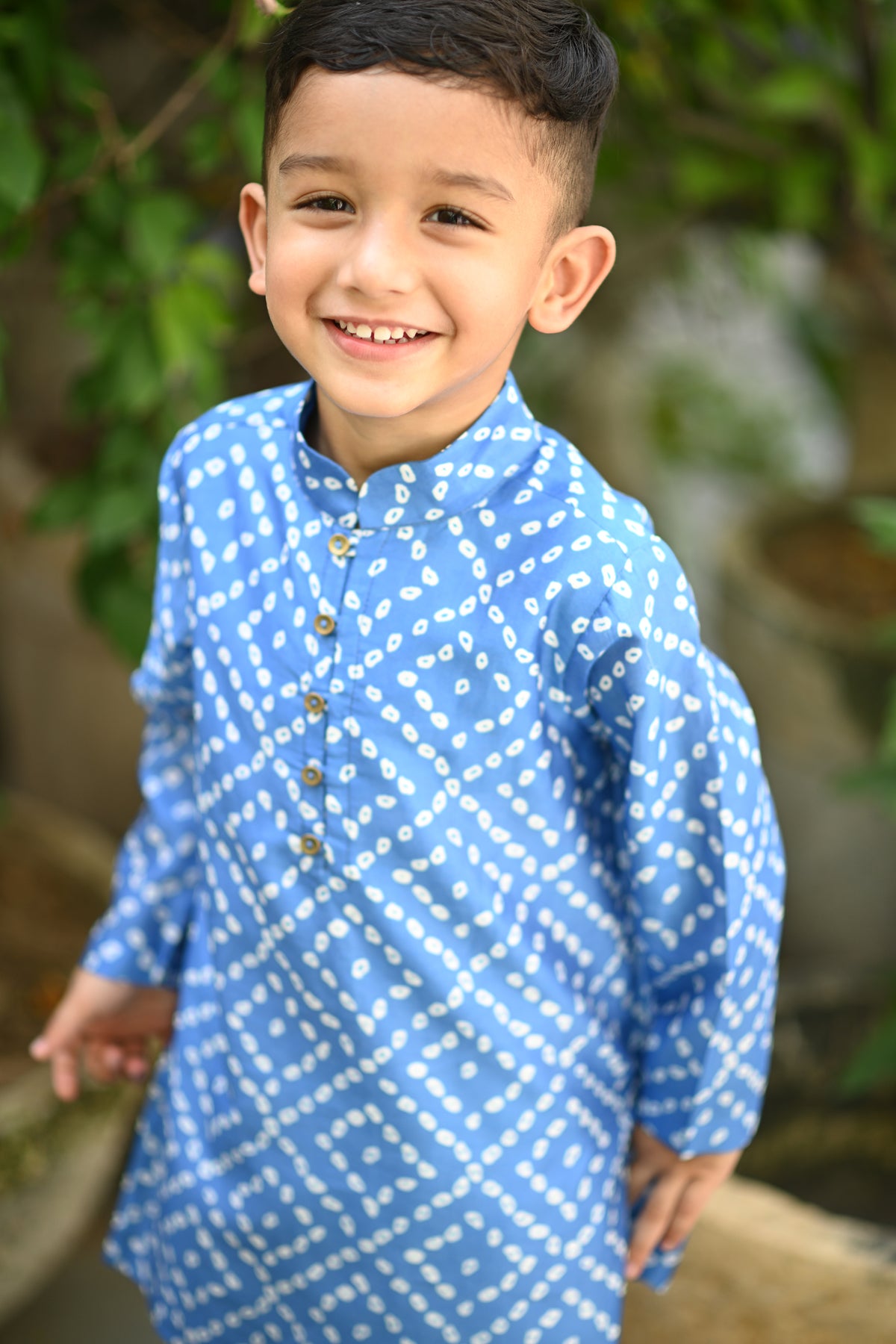 Zameer Kurta And Pyjama Set-Blue Bandhini