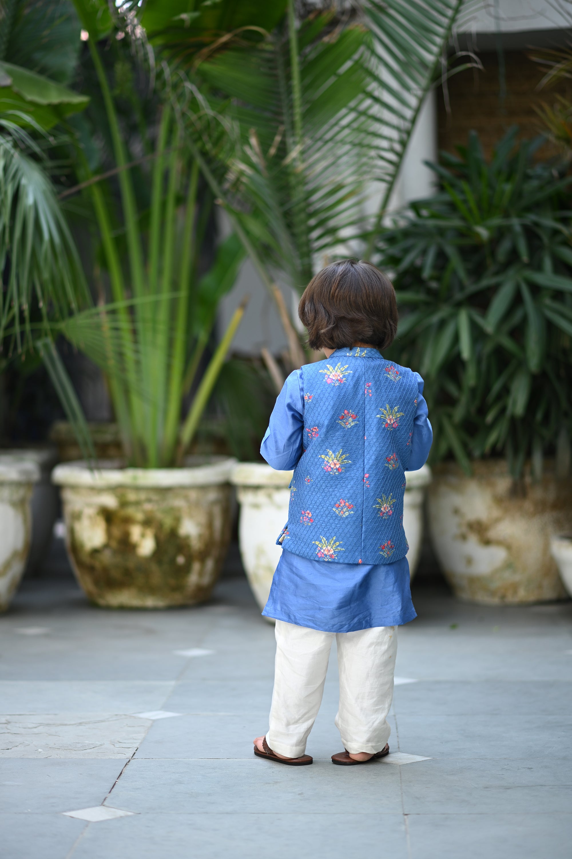 Uday Bandhi Set - Electric Blue Pom Boota