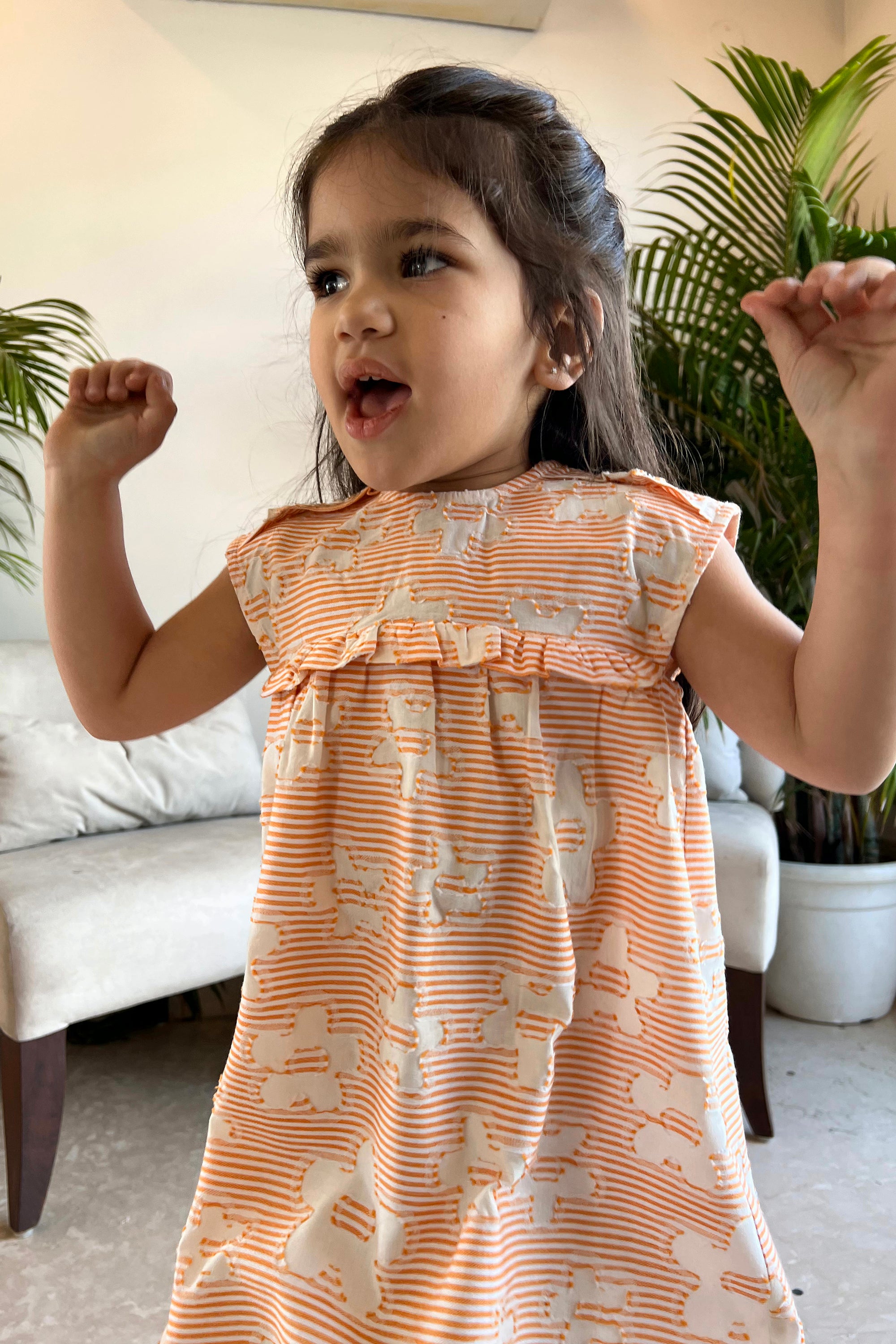 Florence Jacquard Dress - Tangerine