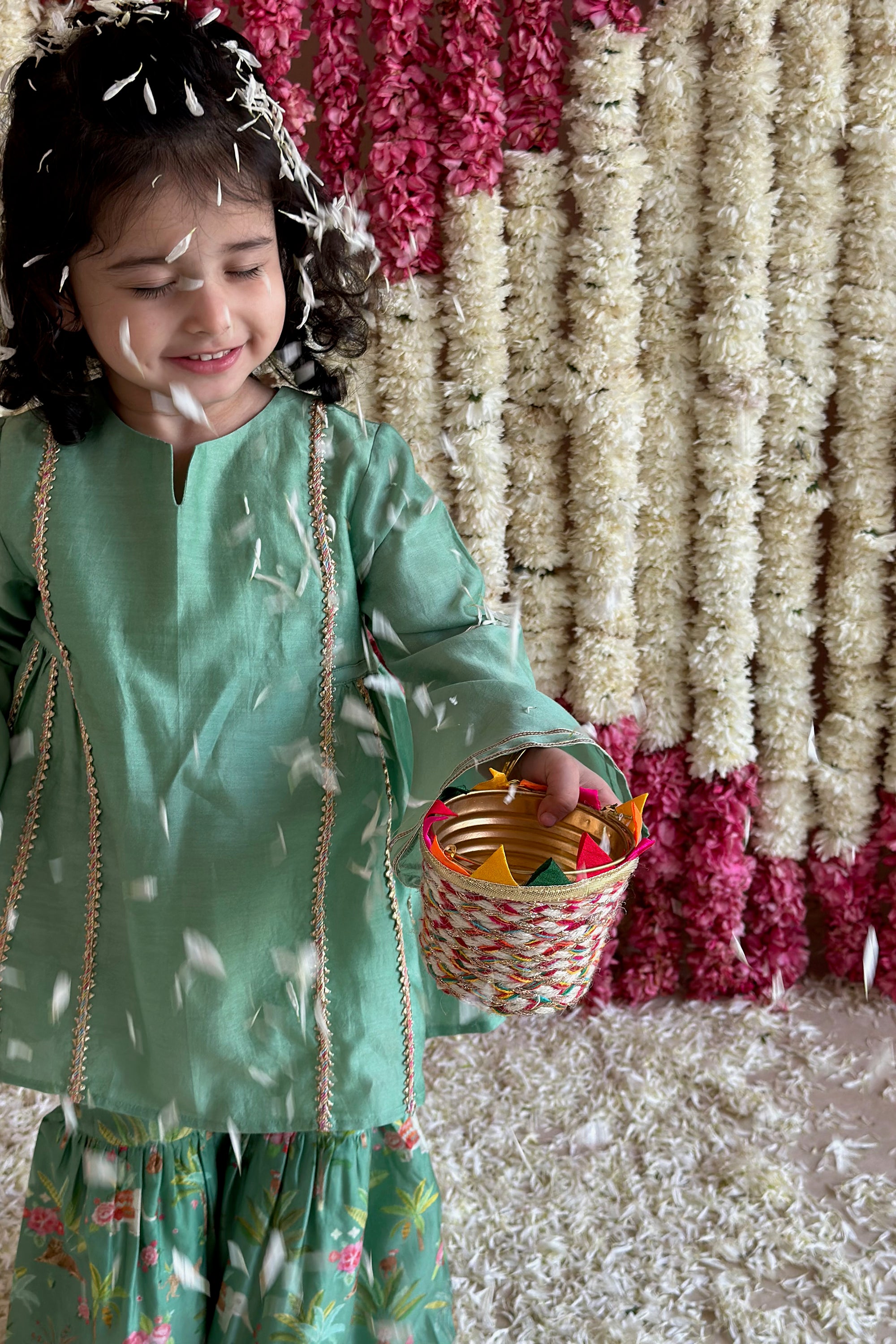 Tara Gharara Set - Pine Green Sher Bagh