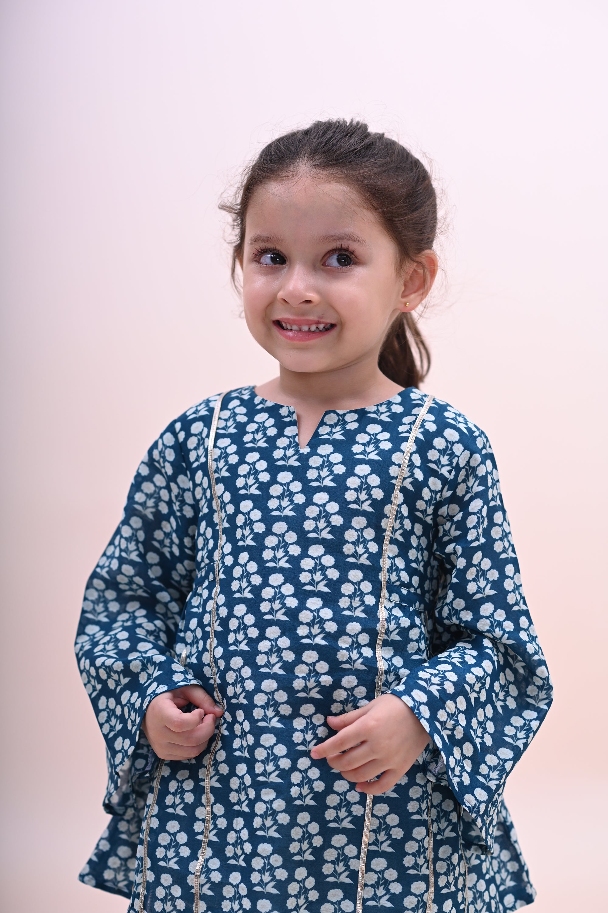 Tara Gharara Set - Dark Navy Rumi