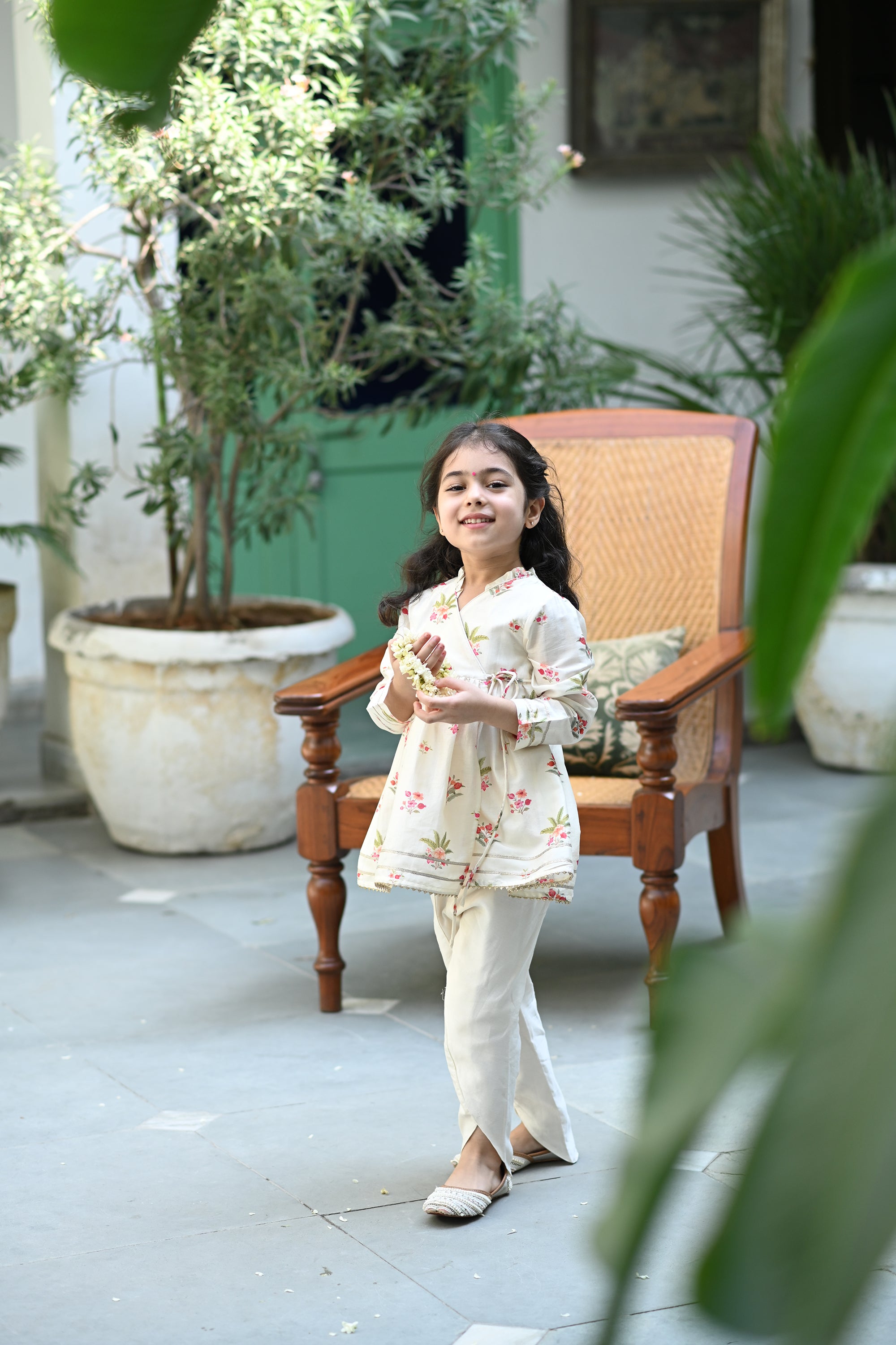 Aanya Angrakha Set - White Anaar Bagh