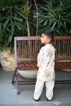 Sabr Kurta And Pyjama Set- Cream Haathi