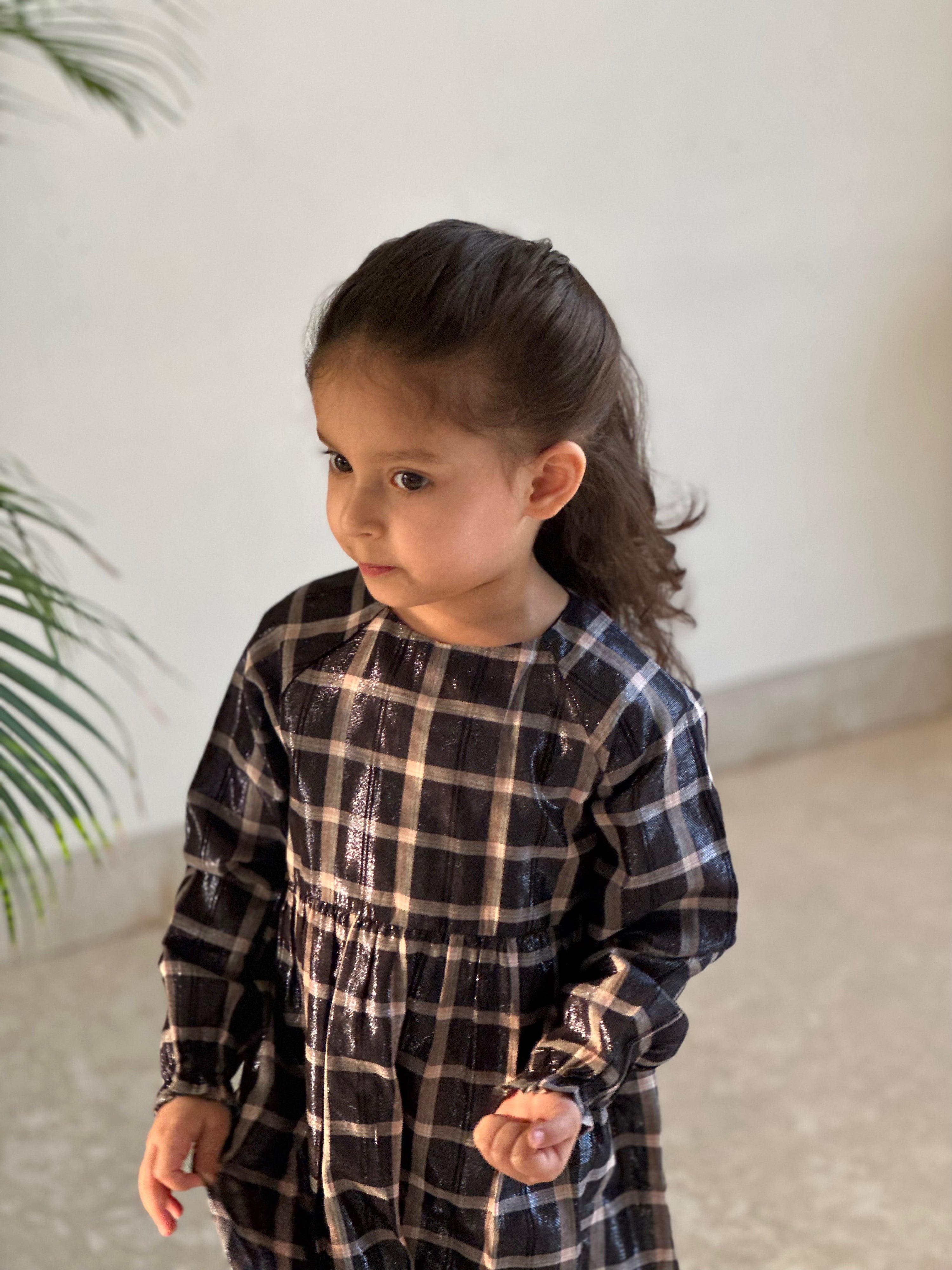Metallic Check Dress