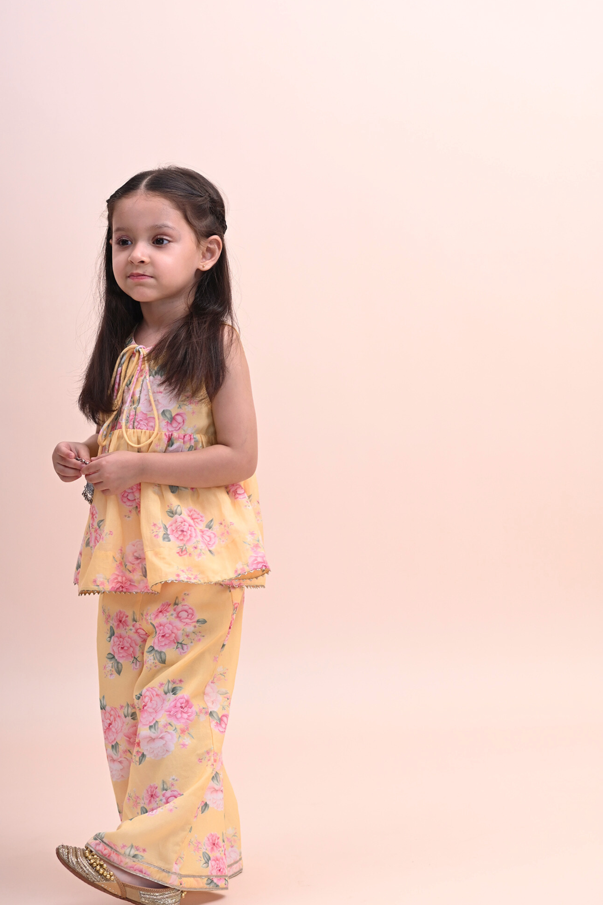 Nilufer Sharara Set - Yellow Phool Angan