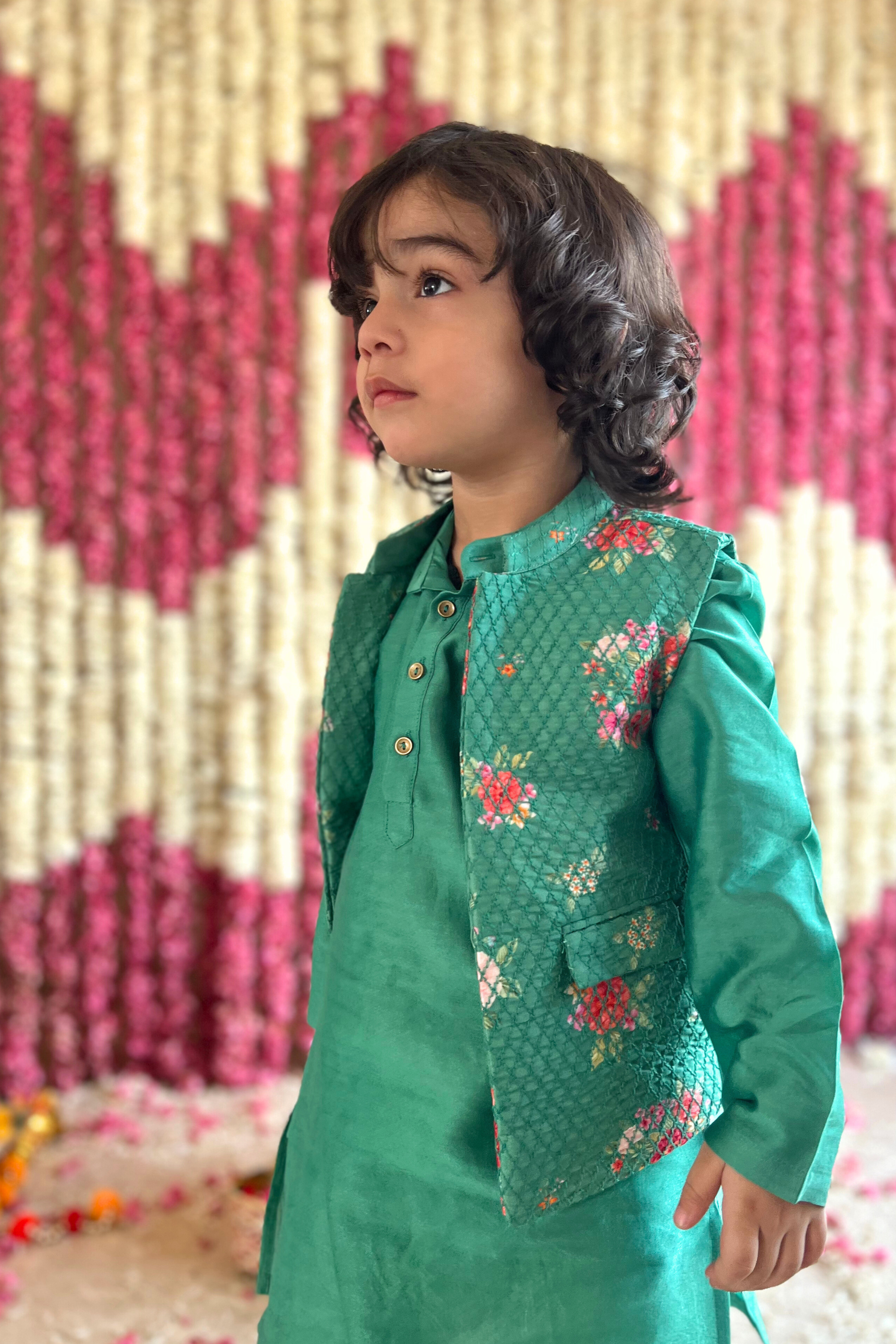 Azai Bandhi Set - Emerald Green Nishat Bagh