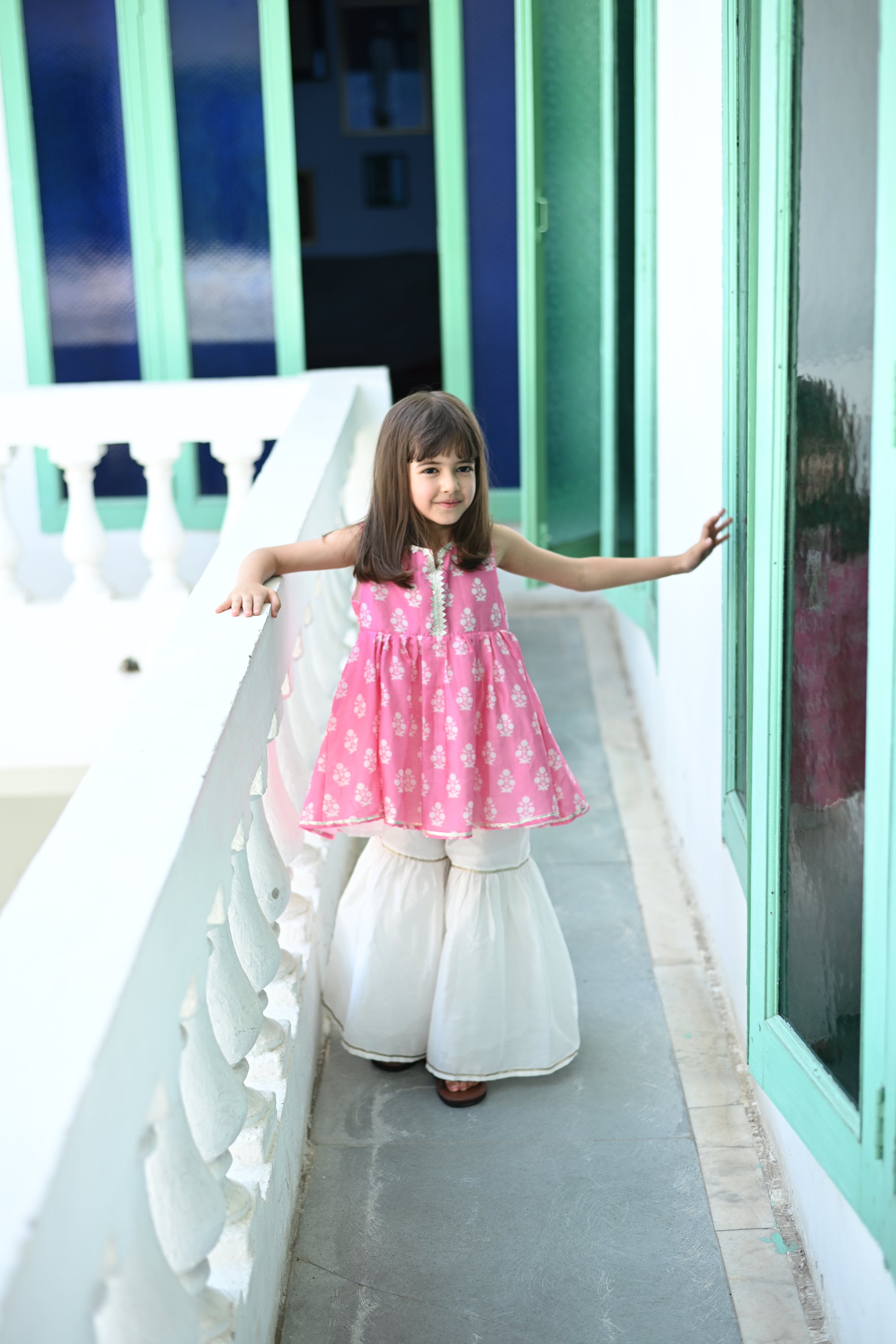 Siya Sharara Set - Bright Pink Rumi