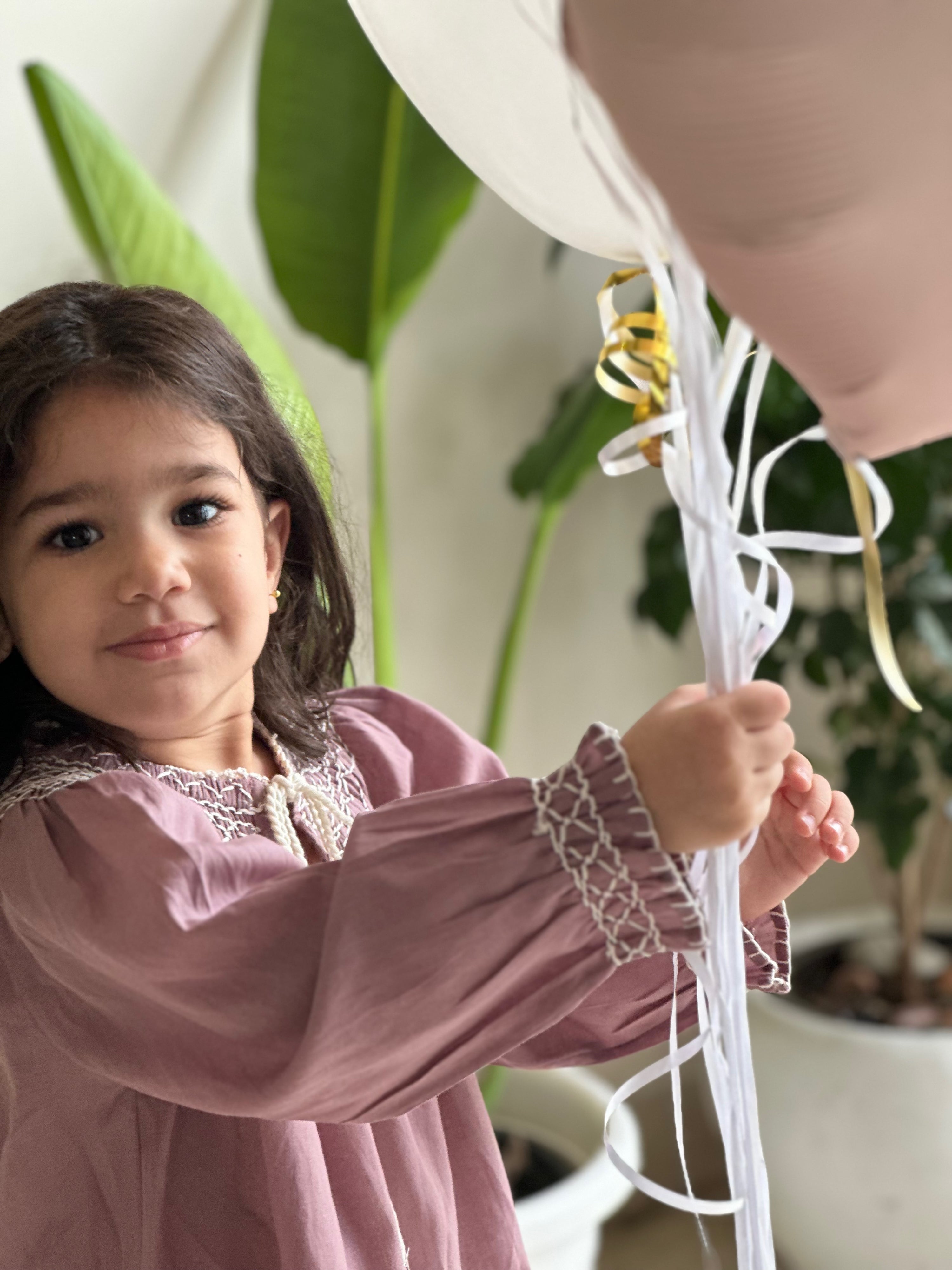 Leia Handsmocked Dress - Dusty Purple