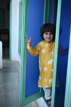 Aryaman Kurta Set - Mustard Palm Serenade