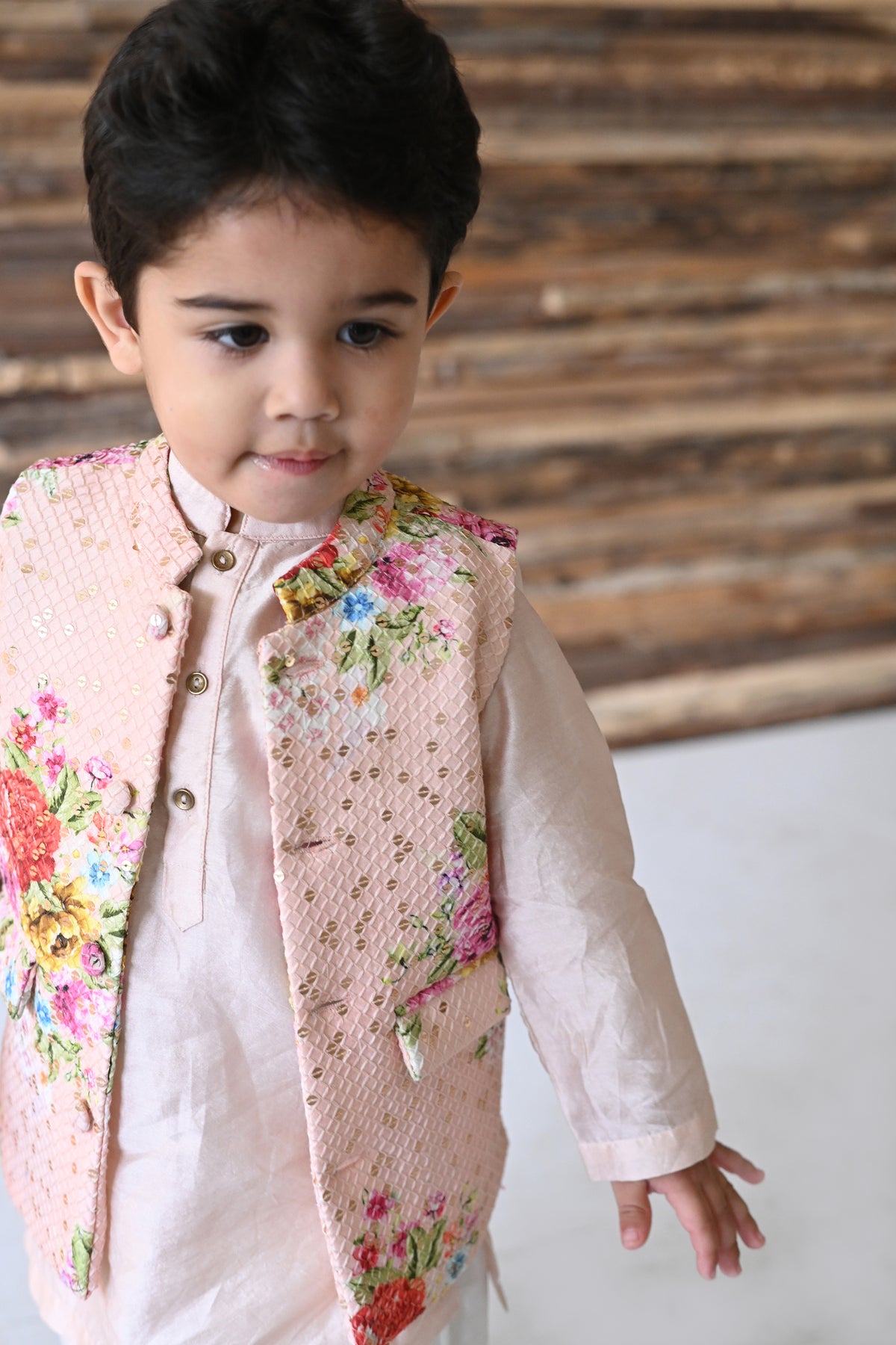 Abeer Bandhi, Kurta And Pyjama Set - Light Pink Phool Angan