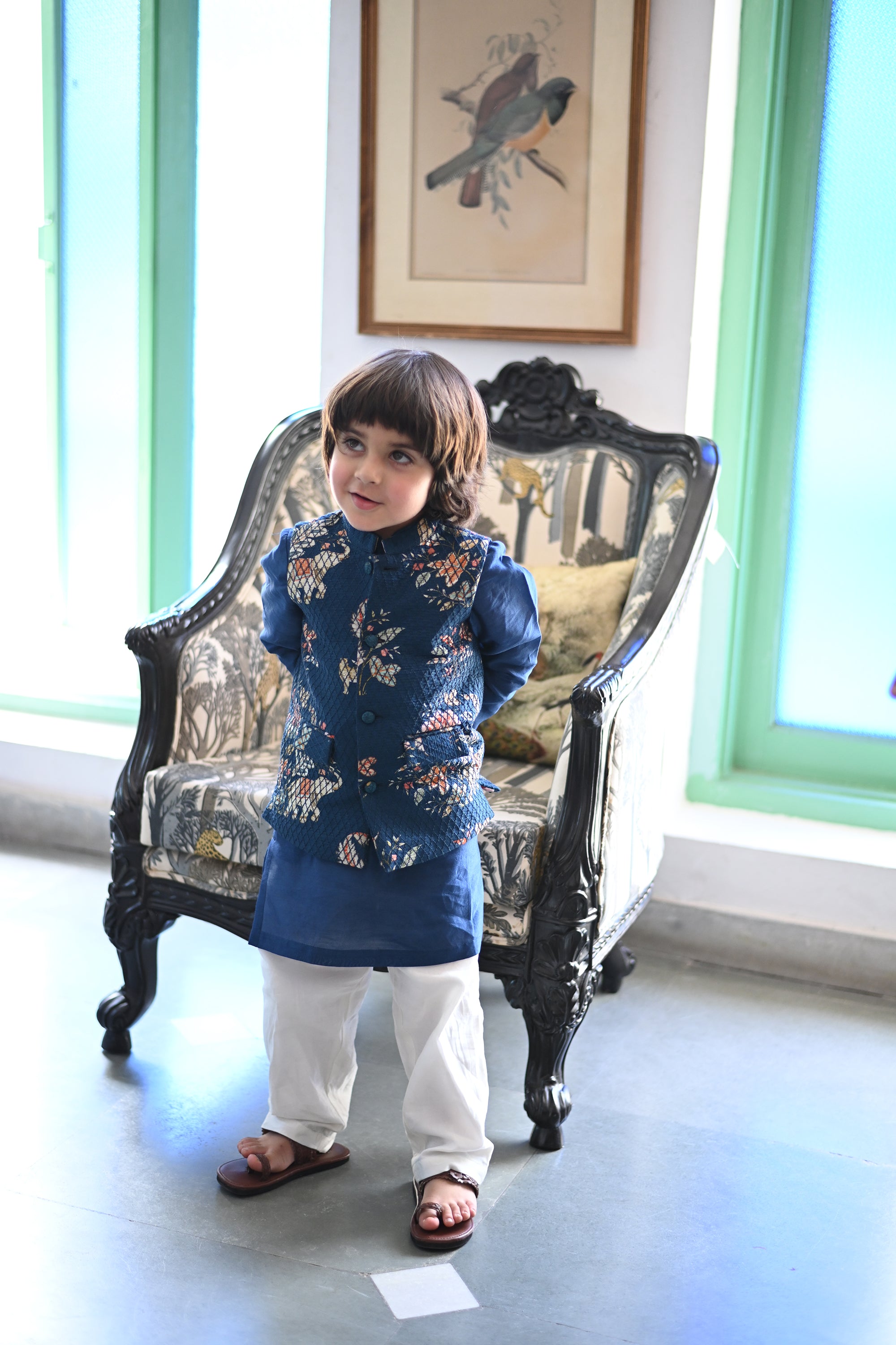 Fateh Bandhi Set- Navy Haathi Chintz
