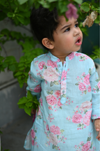 Anant Kurta Set - Vintage Blue Phool Angan