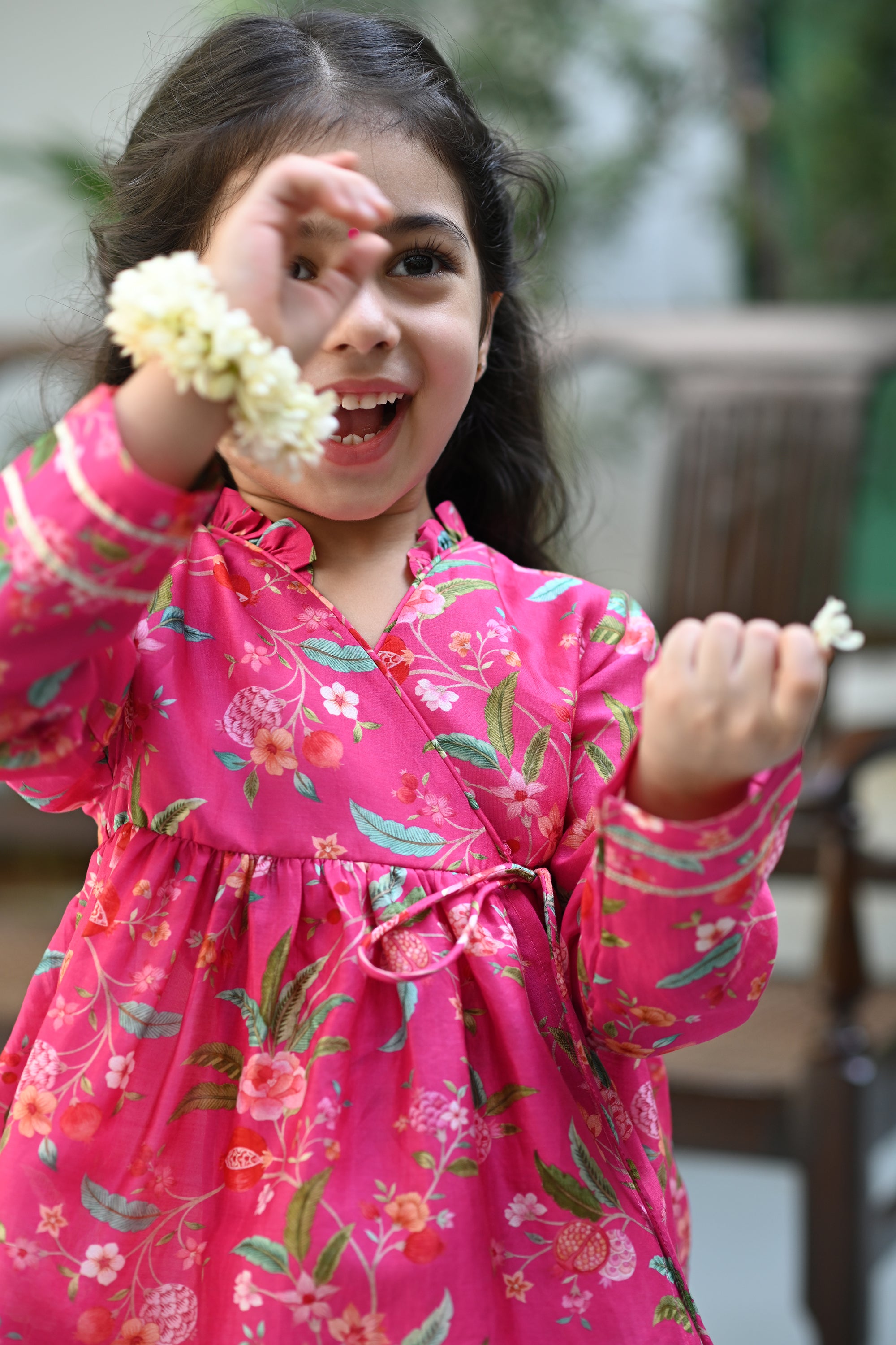 Aanya Angrakha Set-Pink Pom Jaal