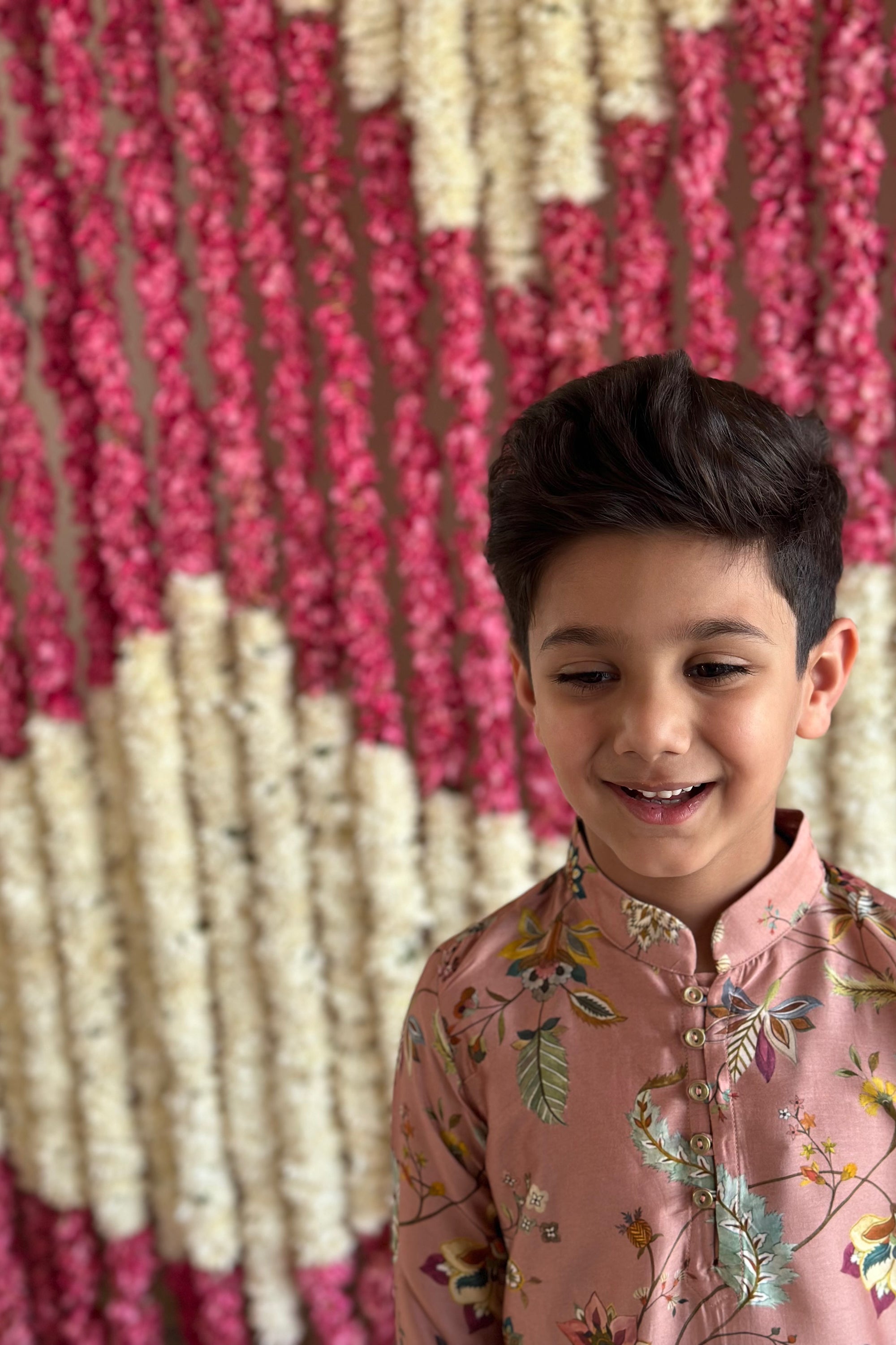Miraan Kurta and Pyjama Set - Blush Pink Chintz